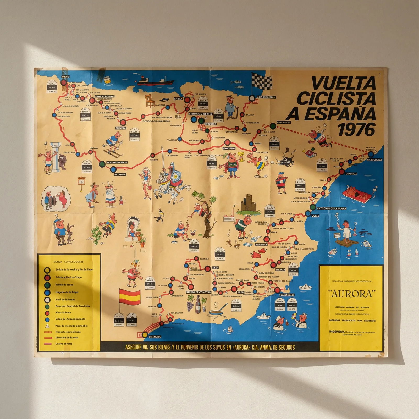Vuelta Ciclista a España Mapa Oficial. Pictorial cycling road race map 1976: Title: Vuelta Ciclista a España Mapa Oficial. Pictorial cycling road race map 1976 Description: [Mapa Oficial de la XXXI] Vuelta Ciclista a España 1976 [Gran Premio Finley Agua Tonica - Toni