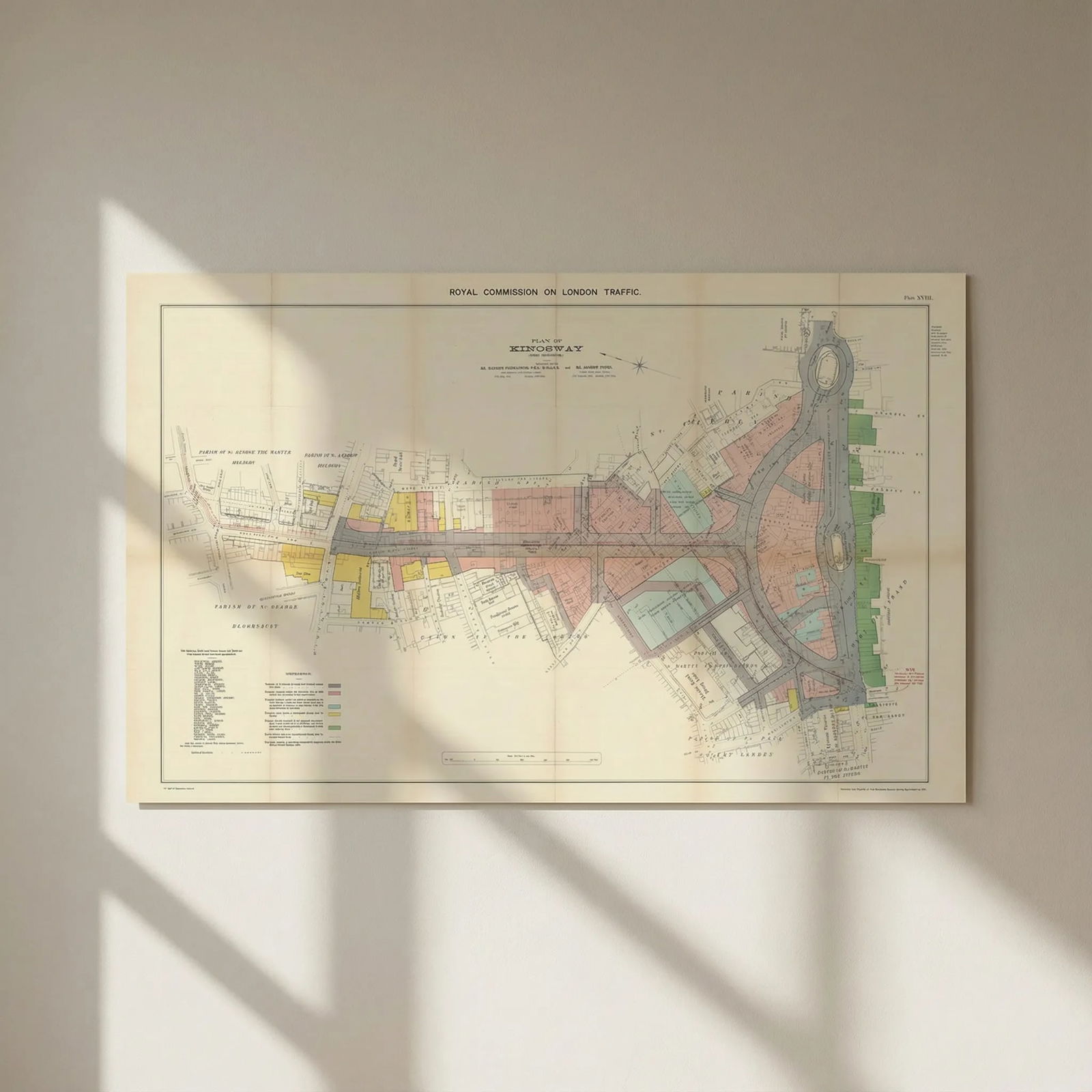 Plan of Kingsway & Aldwych under construction. Traffic Royal Commission 1906 map: Title: Plan of Kingsway & Aldwych under construction. Traffic Royal Commission 1906 map Description: Royal Commission on London Traffic. Plan of Kingsway (Under Construction) - Handed in by Mr. Mauric