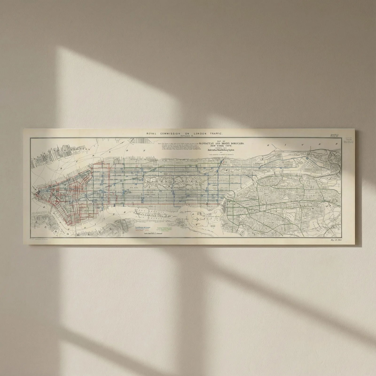 Manhattan & Bronx, New York City, Interurban Street Railway System 1906 map: Title: Manhattan & Bronx, New York City, Interurban Street Railway System 1906 map Description: Royal Commission on London Traffic. Appendix A. Map of Manhattan and Bronx Boroughs, New York City, show