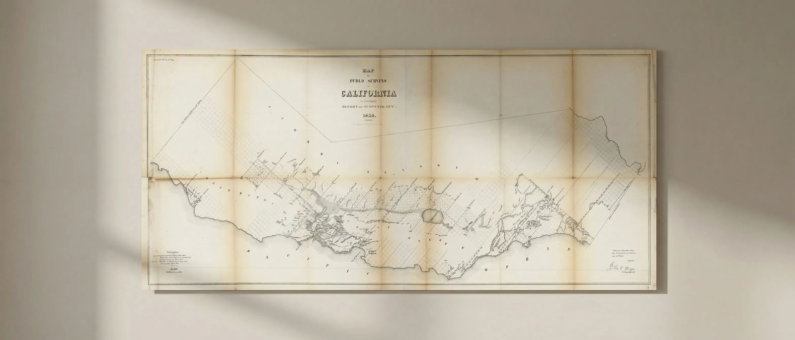 Map of Public Surveys in California. US Topographical Bureau 1854 old: Title: Map of Public Surveys in California. US Topographical Bureau 1854 old Description: Map of Public Surveys in California'. The First US Government Survey Map of California (1854). A formative 19t
