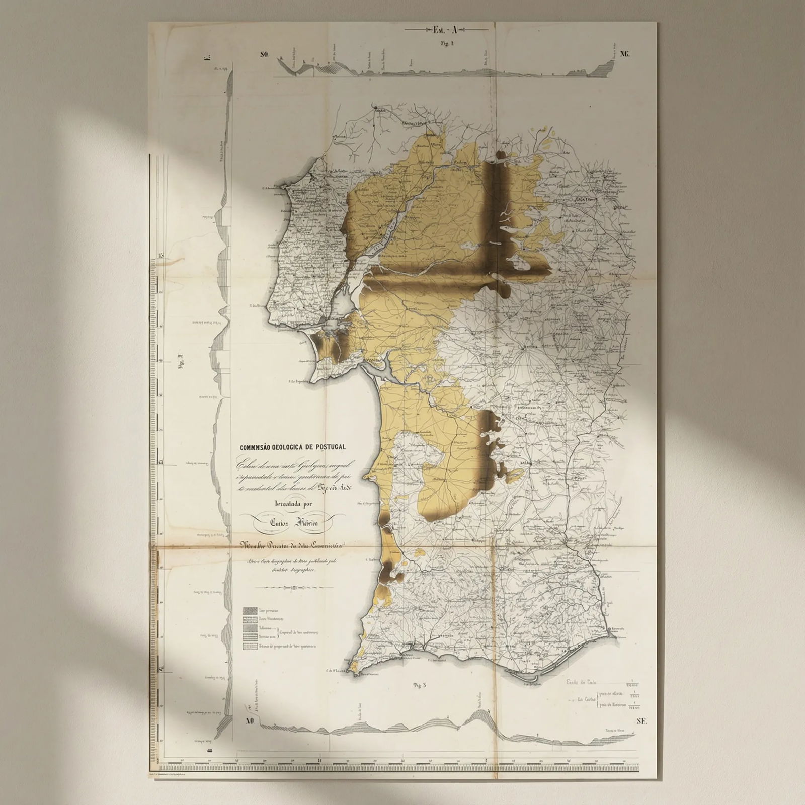 Comissão Geológica de Portugal. Tagus/Sado basin geology Carlos Ribeiro 1875 map: Title: Comissão Geológica de Portugal. Tagus/Sado basin geology Carlos Ribeiro 1875 map Description: Comissão Geológica de Portugal. Esboço de uma carta Geologica, na qual 