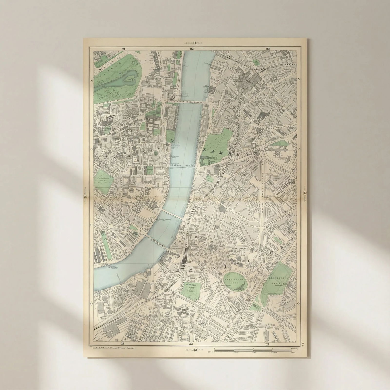WESTMINSTER Lambeth Kennington Waterloo Vauxhall Oval Pimlico Lambeth 1900 map: Title: WESTMINSTER Lambeth Kennington Waterloo Vauxhall Oval Pimlico Lambeth 1900 map Description: Sheet 53 from Bacon's 1900 London street atlas covering part of South West London including Westminst