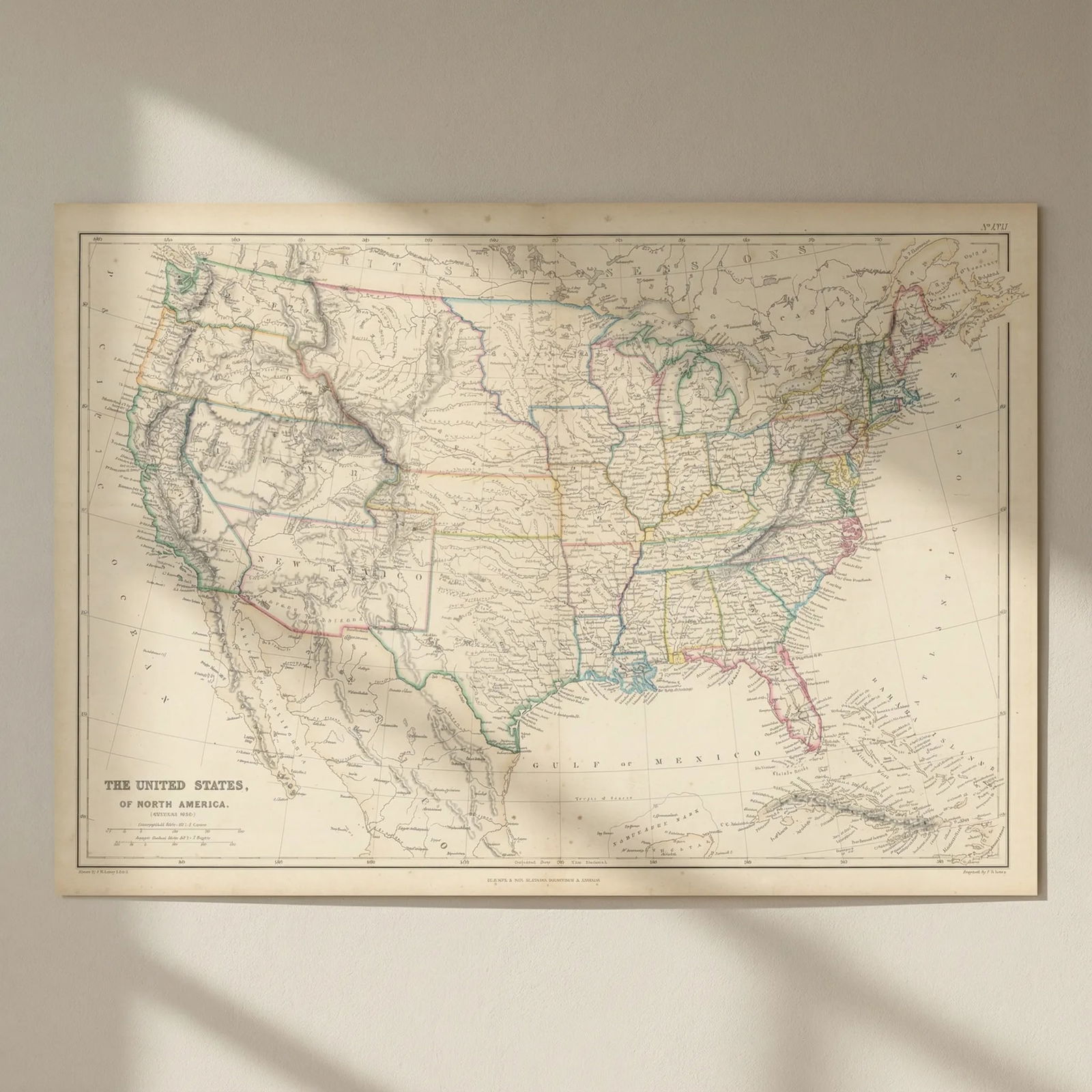 United States of North America. Early territorial boundaries. LOWRY 1859 map: Title: United States of North America. Early territorial boundaries. LOWRY 1859 map Description: The United States of North America (General Map)'. Scarce double page map of the United States showing