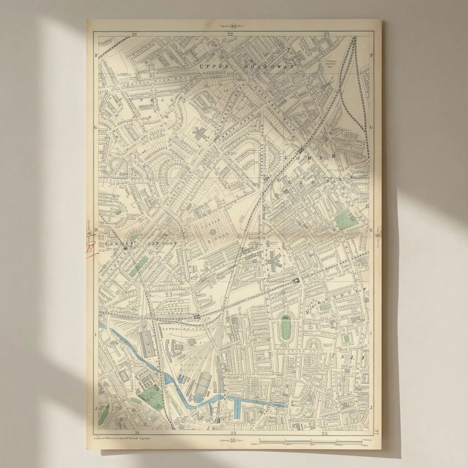 CAMDEN TOWN Holloway Tufnell Park King's Cross Kentish Town Barnsbury 1900 map: Title: CAMDEN TOWN Holloway Tufnell Park King's Cross Kentish Town Barnsbury 1900 map Description: Sheet 37 from Bacon's 1900 London street atlas covering part of North London including Holloway, Camd
