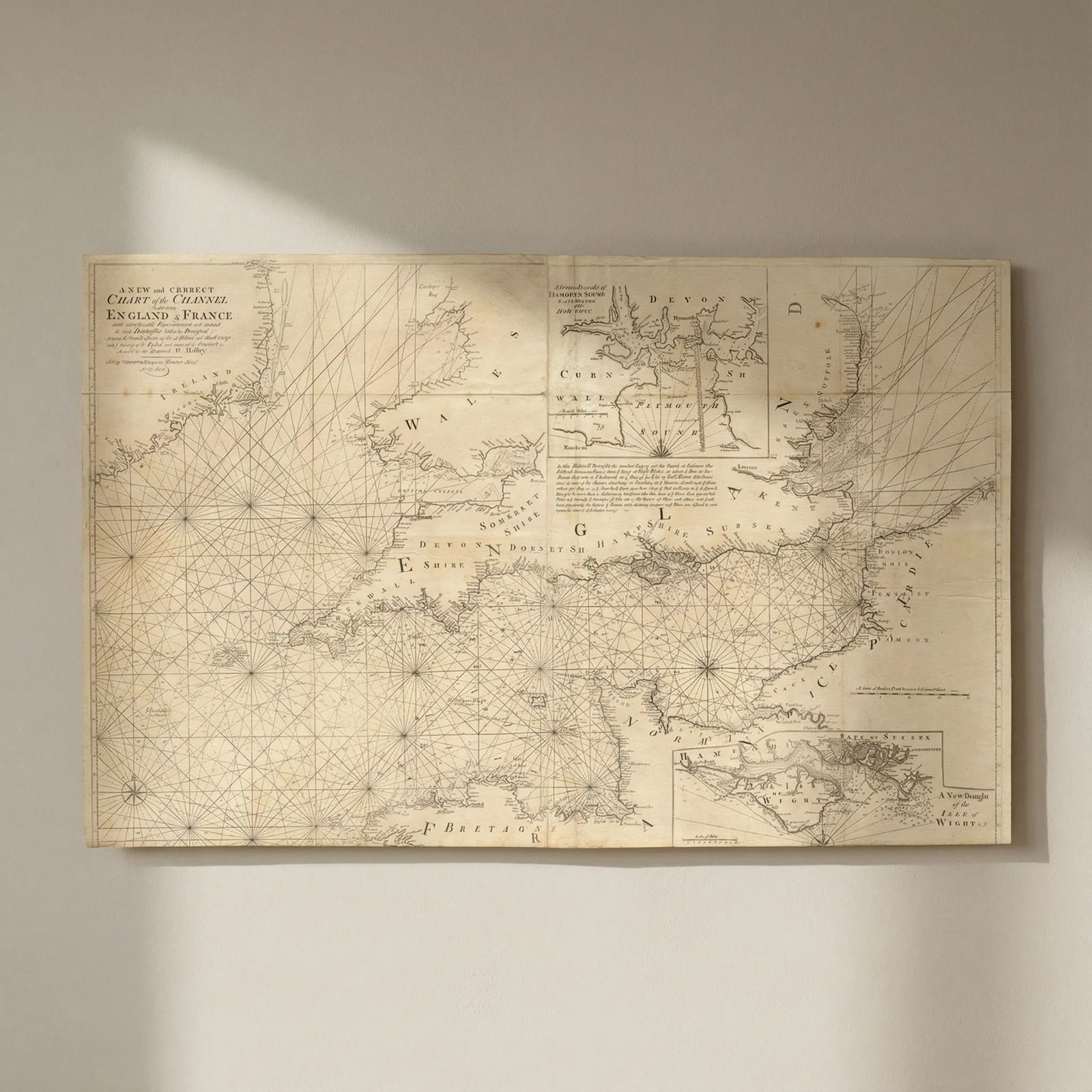 A new & correct chart of the Channel between England & France. COLLINS c1774 map: Title: A new & correct chart of the Channel between England & France. COLLINS c1774 map Description: A new and correct chart of the Channel between England and France with considerable improvements no