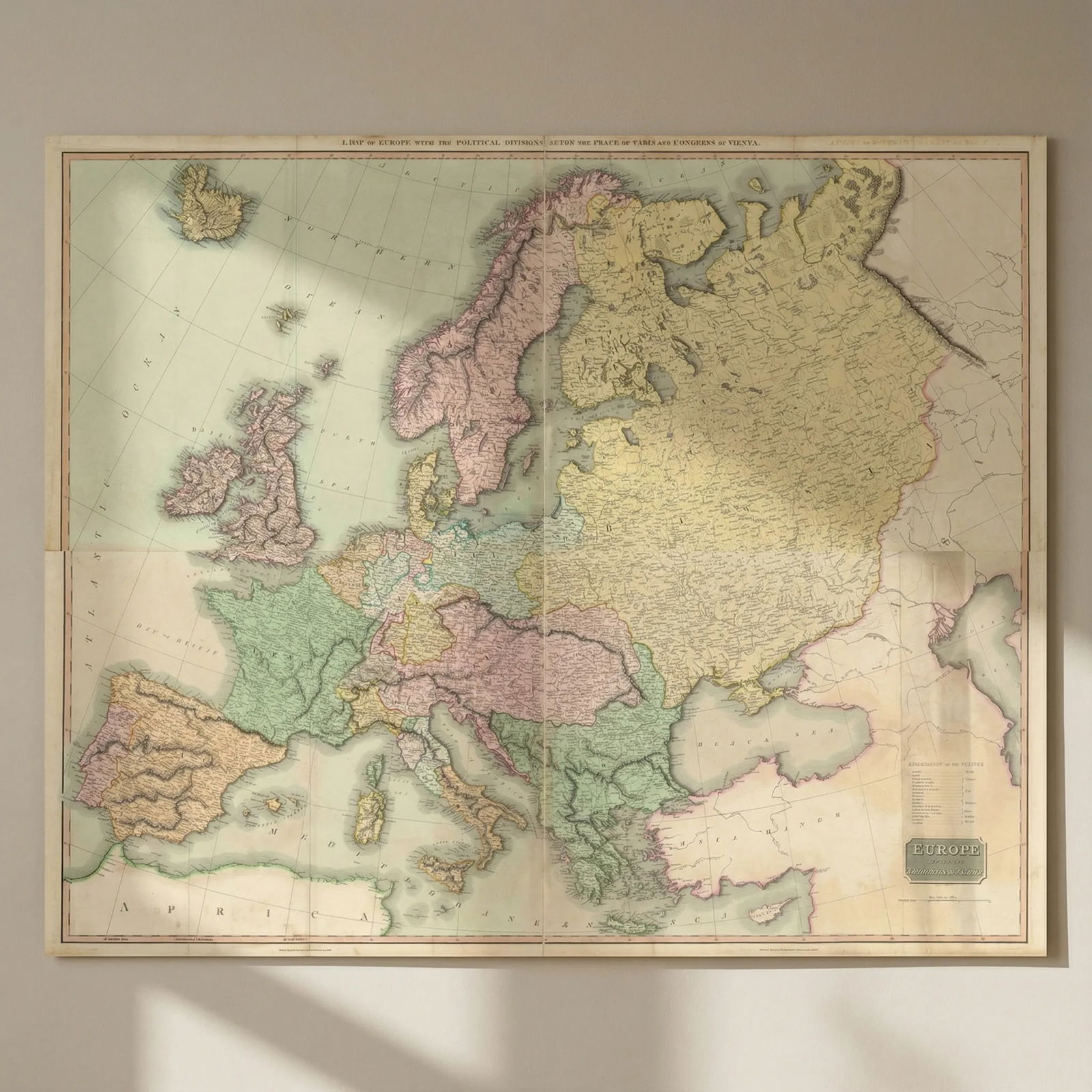 Europe after the Congress of Vienna. 4 sheets. 128x106cm. THOMSON 1817 old map: Title: Europe after the Congress of Vienna. 4 sheets. 128x106cm. THOMSON 1817 old map Description: A map of Europe, with the political divisions after the Peace of Paris and Congress of Vienna [4 shee