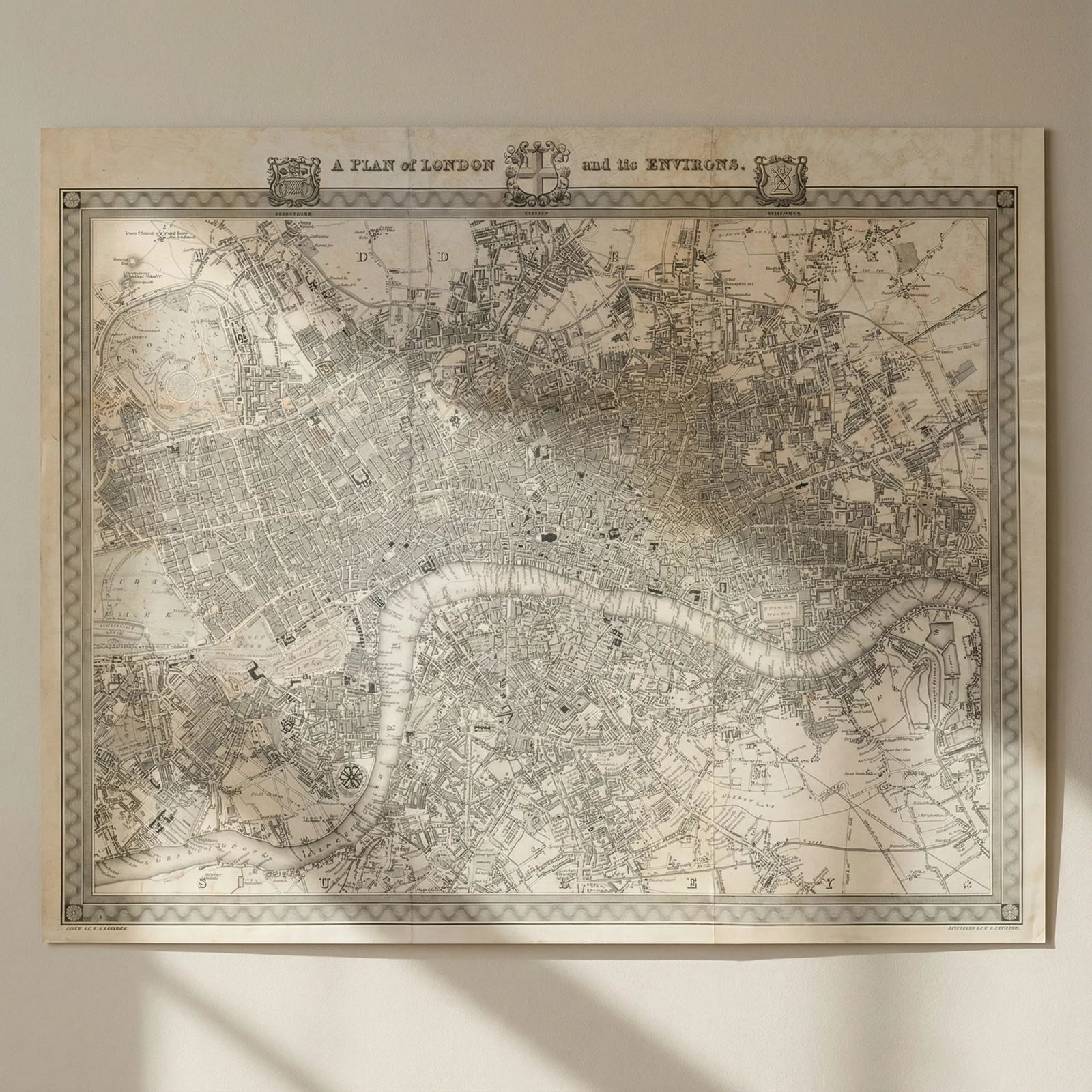A plan of London and its environs by CREIGHTON & WALKER for LEWIS 1840 map: Title: "A plan of London and its environs" by CREIGHTON & WALKER for LEWIS 1840 map Description: A plan of London and its environs'. The legend of this fascinating map delineates the boundaries of the