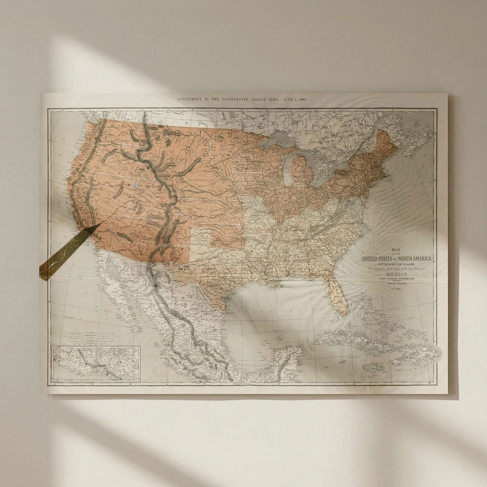 Large Civil War map of the United States. ETTLING. Illustrated London News 1861: Title: Large Civil War map of the United States. ETTLING. Illustrated London News 1861 Description: Map of the United States of North America, Upper & Lower Canada, New Brunwick, Nova Scotia &