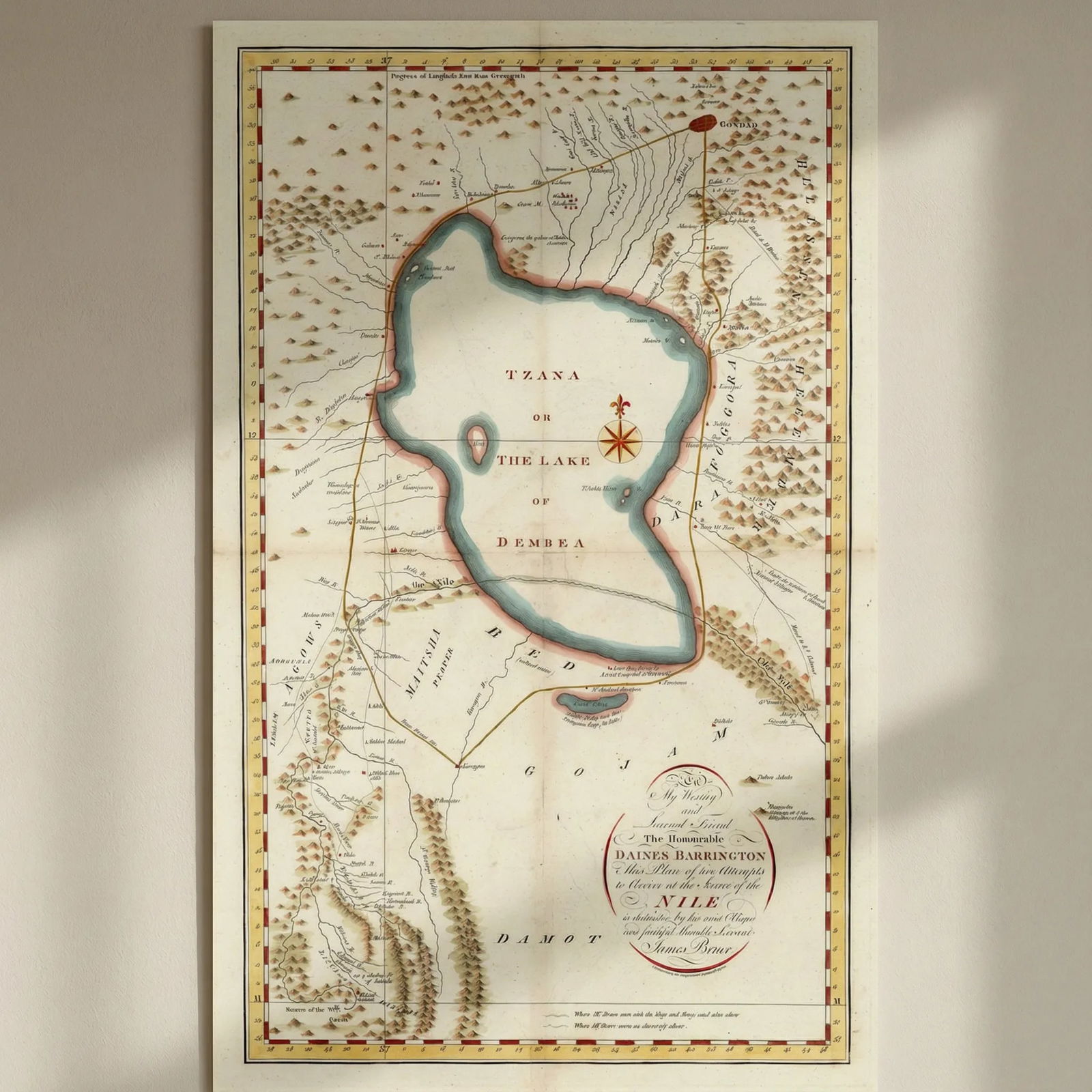 Plan of two attempts to arrive at the source of the Nile by James Bruce 1804 map: Title: Plan of two attempts to arrive at the source of the Nile by James Bruce 1804 map Description: To My Worthy and Learned friend The Honourable Daines Barrington This plan of two attempts to arriv
