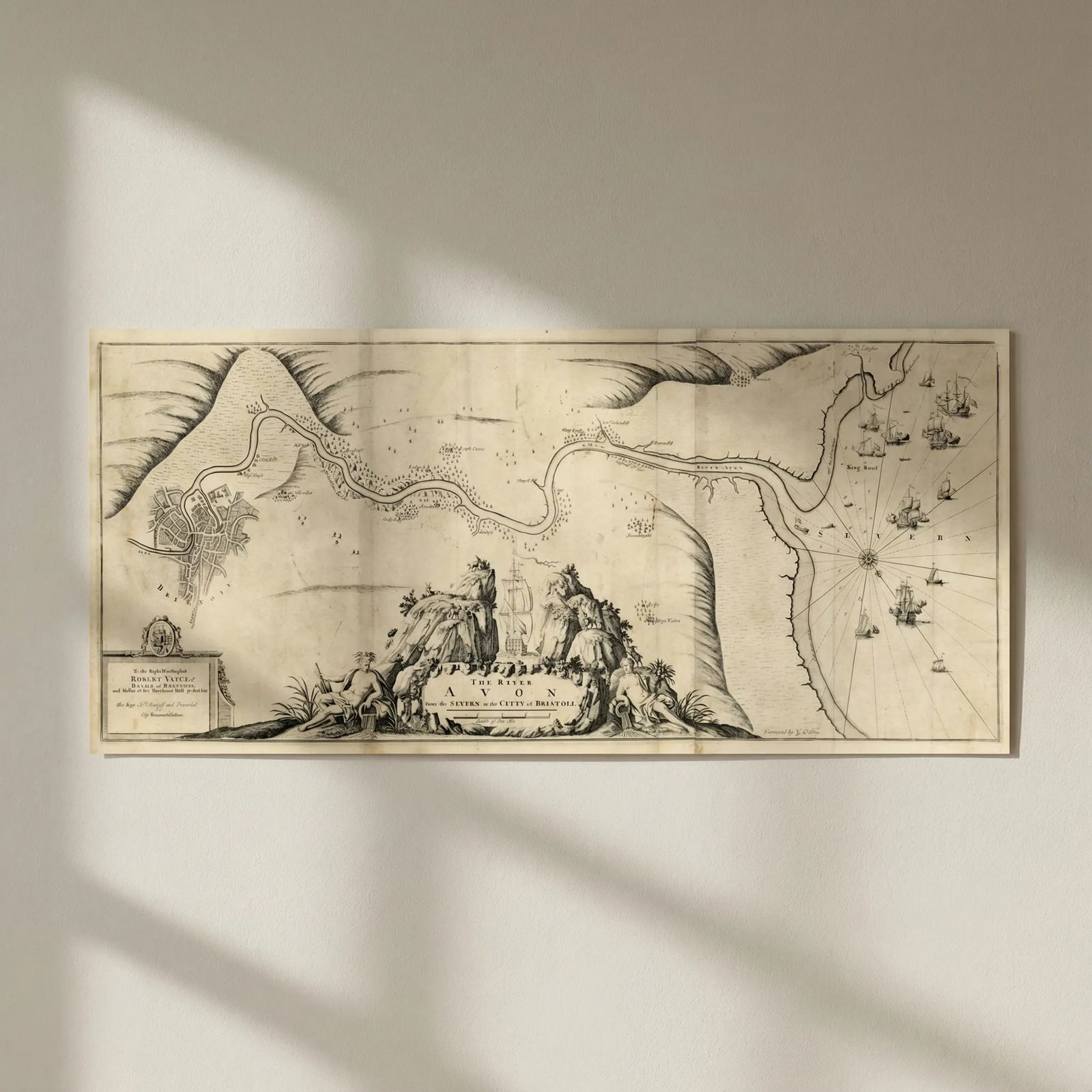 The River Avon from the Severn to the Citty of Bristoll. COLLINS 1723 old map: Title: The River Avon from the Severn to the Citty of Bristoll. COLLINS 1723 old map Description: The River Avon from the Severn to the Citty of Bristoll - To the Right Worshipfull Robert Yate Esqr. M