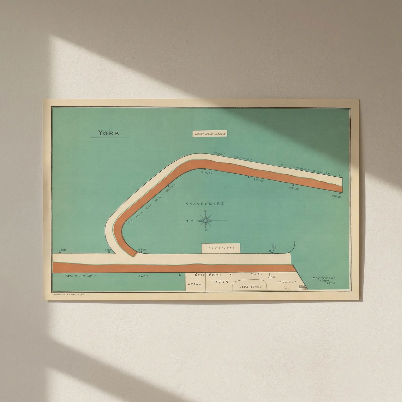 York racecourse, Yorkshire. Knavesmire. BAYLES 1903 old antique map plan chart: Title: York racecourse, Yorkshire. Knavesmire. BAYLES 1903 old antique map plan chart Description: York'. F.H. Bayles, printed by Southwood Smith & Co. Ltd., London. Surveyed by John Teesdale, Lendal,