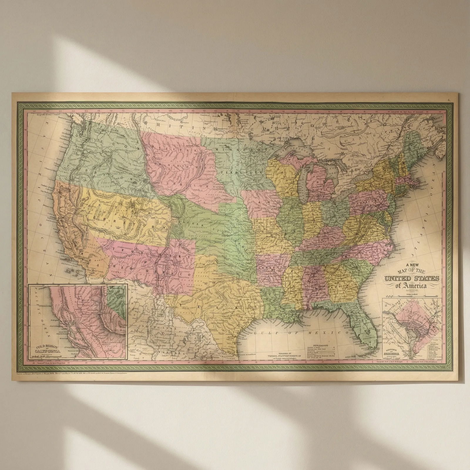 United States of America. California Gold region. THOMAS, COWPERTHWAIT 1852 map: Title: United States of America. California Gold region. THOMAS, COWPERTHWAIT 1852 map Description: A new map of the United States of America // Gold region of California // District of Columbia'. A s