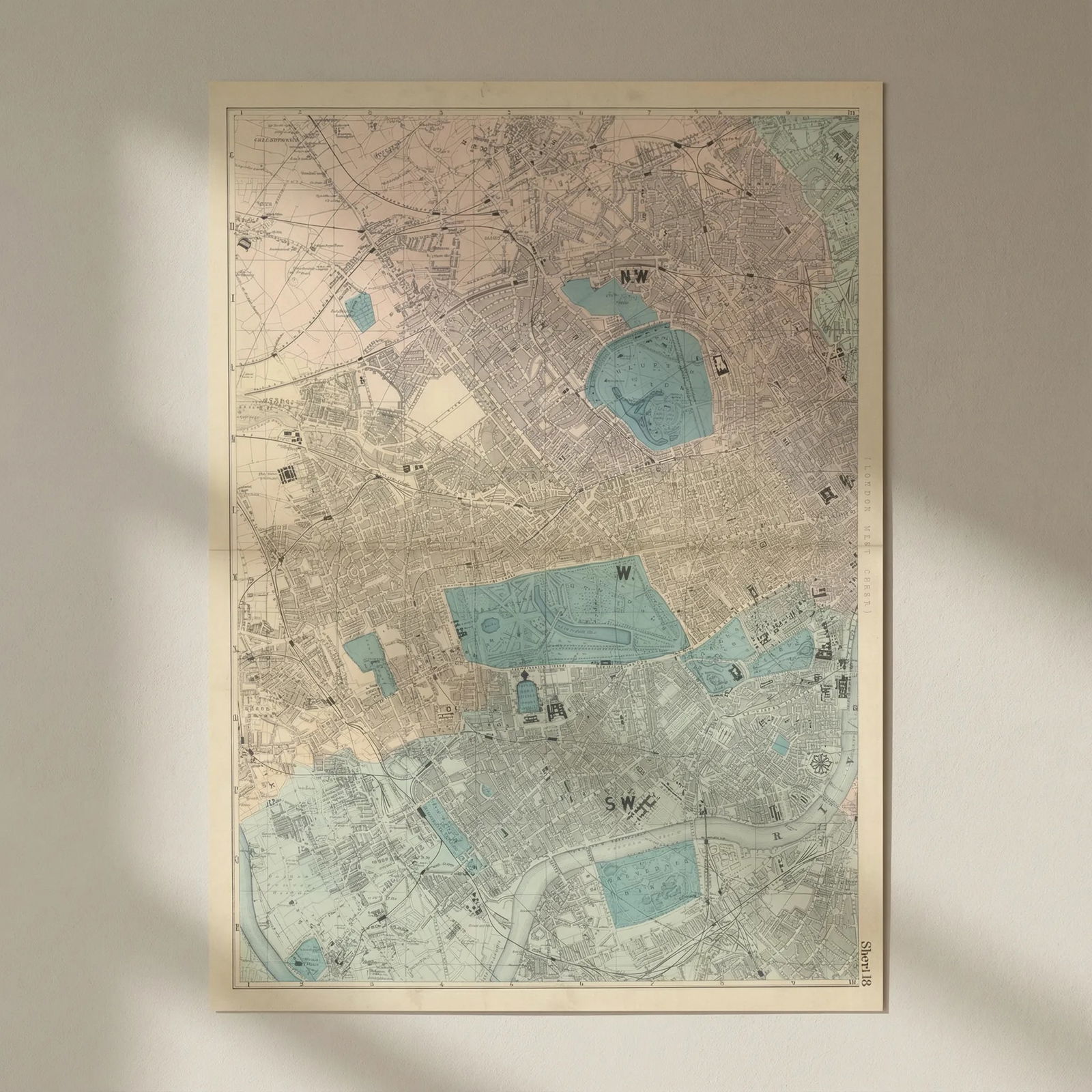 WEST LONDON. Chelsea Westminster Marylebone Notting Hill Camden. BACON 1883 map: Title: WEST LONDON. Chelsea Westminster Marylebone Notting Hill Camden. BACON 1883 map Description: (London West Sheet)' by Bacon, George Washington & Co. Published 1883. Hand-coloured antique map. Si