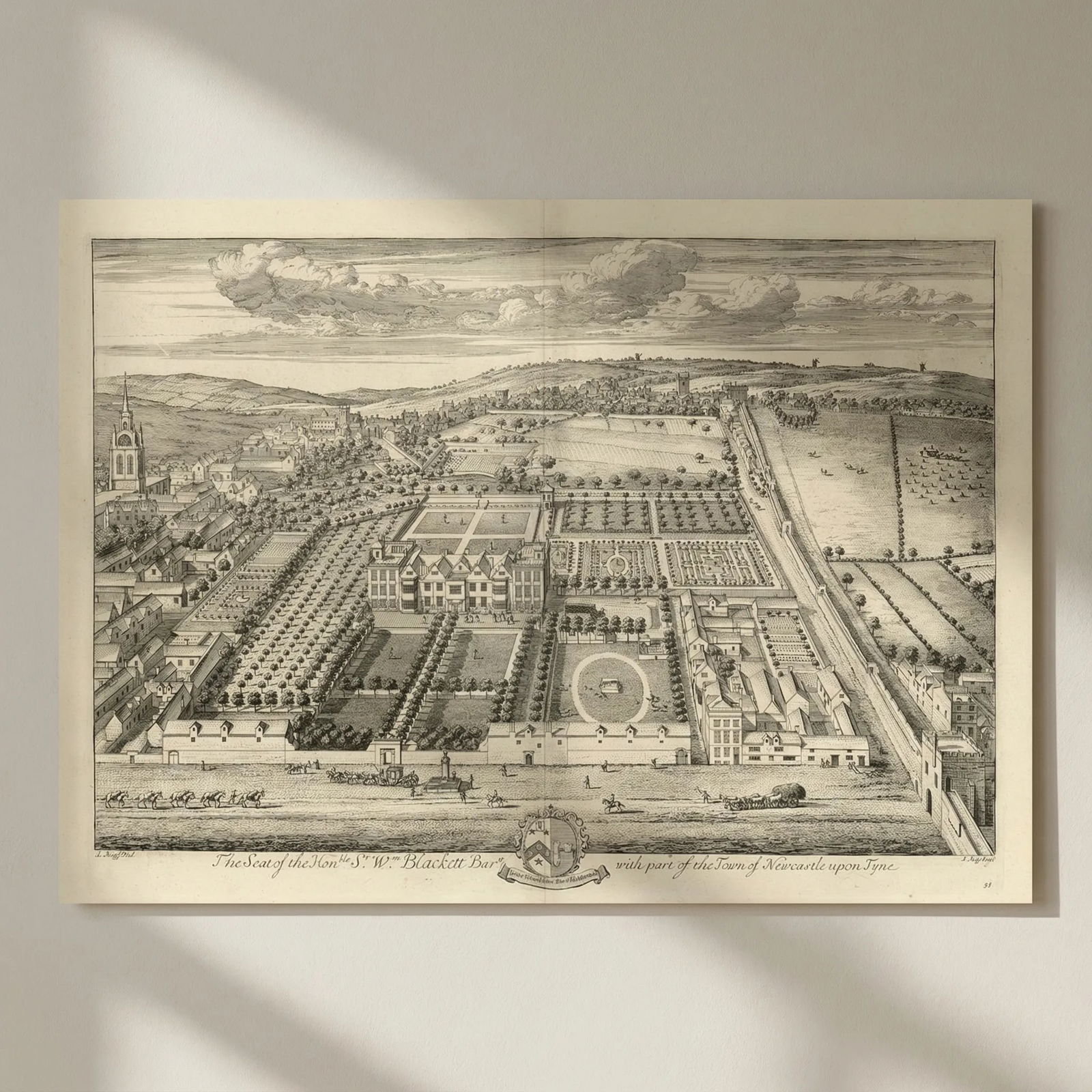 Newcastle-upon-Tyne & Newe House by Kip & Knyff. "Seat of… Sr. Wm Blackett" 1709: Title: Newcastle-upon-Tyne & Newe House by Kip & Knyff. "Seat of… Sr. Wm Blackett" 1709 Description: [View of Newcastle upon Tyne & Newe House] The Seat of the Hon.ble Sr. Wm Blackett Bar.tt