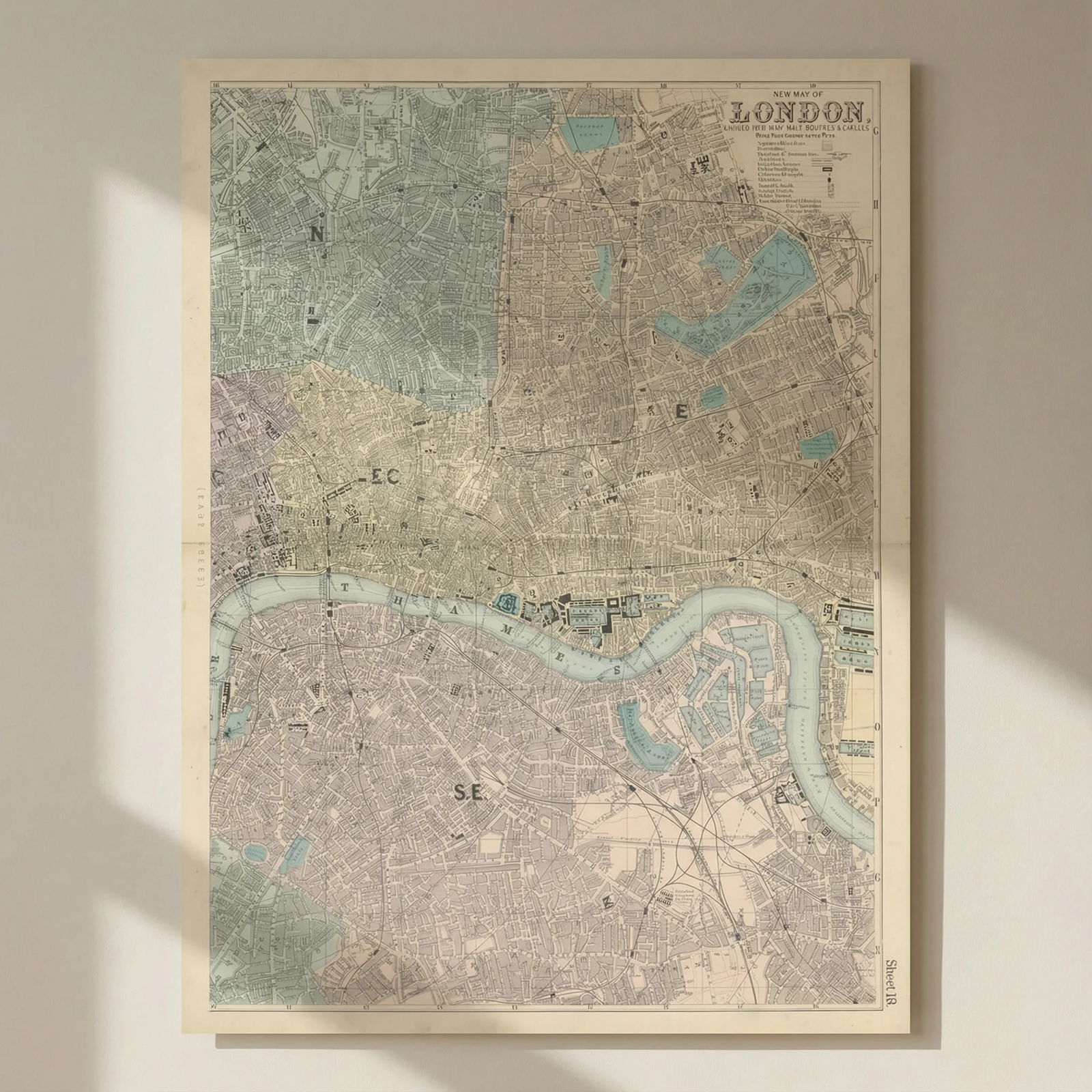 EAST LONDON. Southwark City Bermondsey Islington Hackney Bow. BACON 1883 map: Title: EAST LONDON. Southwark City Bermondsey Islington Hackney Bow. BACON 1883 map Description: New Map of London, divided into half mile squares & circles (East Sheet)' by Bacon, George Washingt