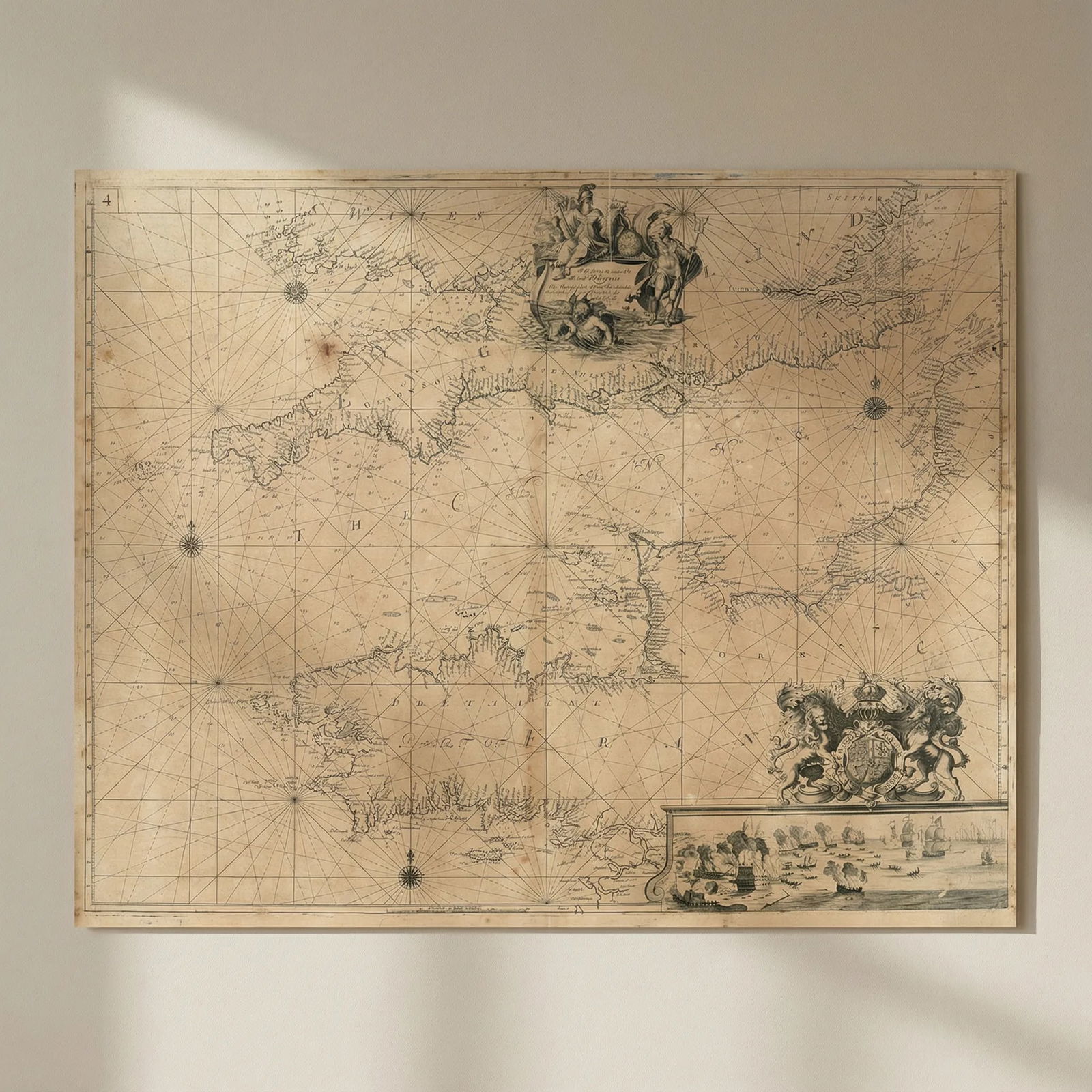 English Channel. Southern England & Wales. Brittany Normandy. COLLINS 1693 map: Title: English Channel. Southern England & Wales. Brittany Normandy. COLLINS 1693 map Description: [English Channel; the coasts of Southern England & Wales, and Northern France] - To the Rt Honour