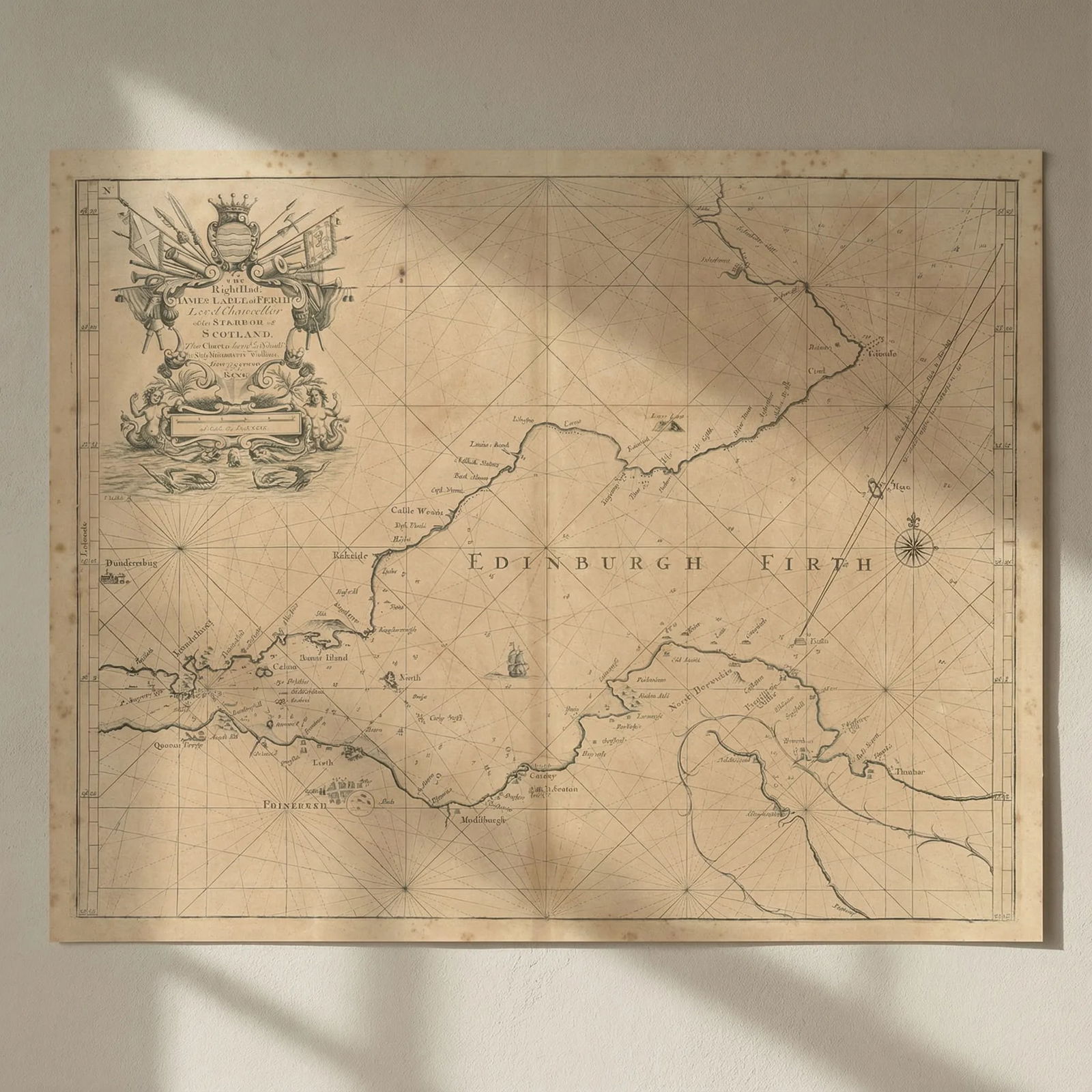 Edinburgh Firth. Firth of Forth sea chart. Lothian & Fife. COLLINS 1693 map: Title: Edinburgh Firth. Firth of Forth sea chart. Lothian & Fife. COLLINS 1693 map Description: [Edinburgh Firth] - To the Right Hon. James Earle of Perth Lord Chancellor of the Kingdom of Scotland. T