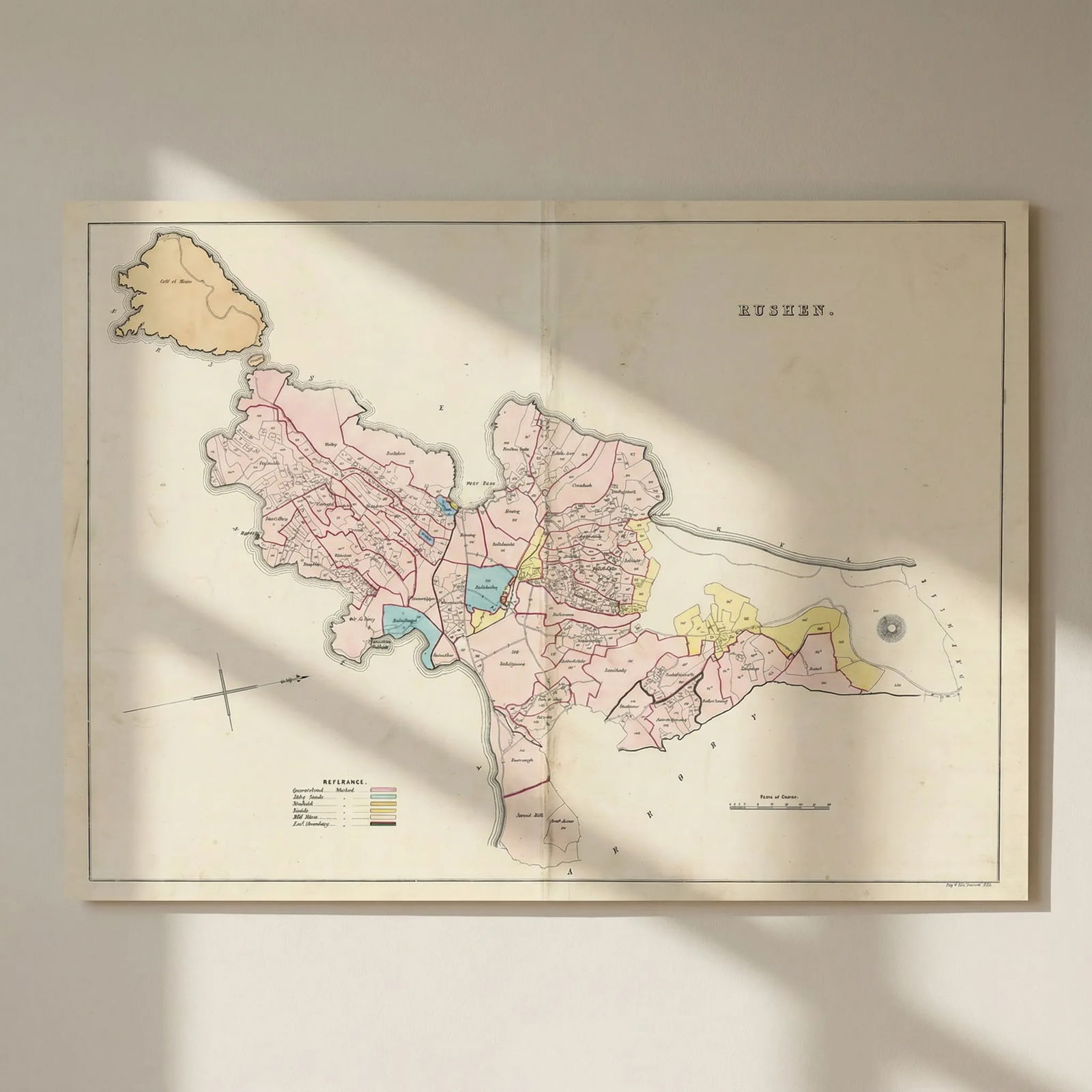 Rushen Parish, Port St. Mary & Port Erin, Isle of Man by James Woods 1829 map: Title: Rushen Parish, Port St. Mary & Port Erin, Isle of Man by James Woods 1829 map Description: Rushen'. The map covers one of the 17 historic parishes of the Isle of Man. These maps are scarce; at