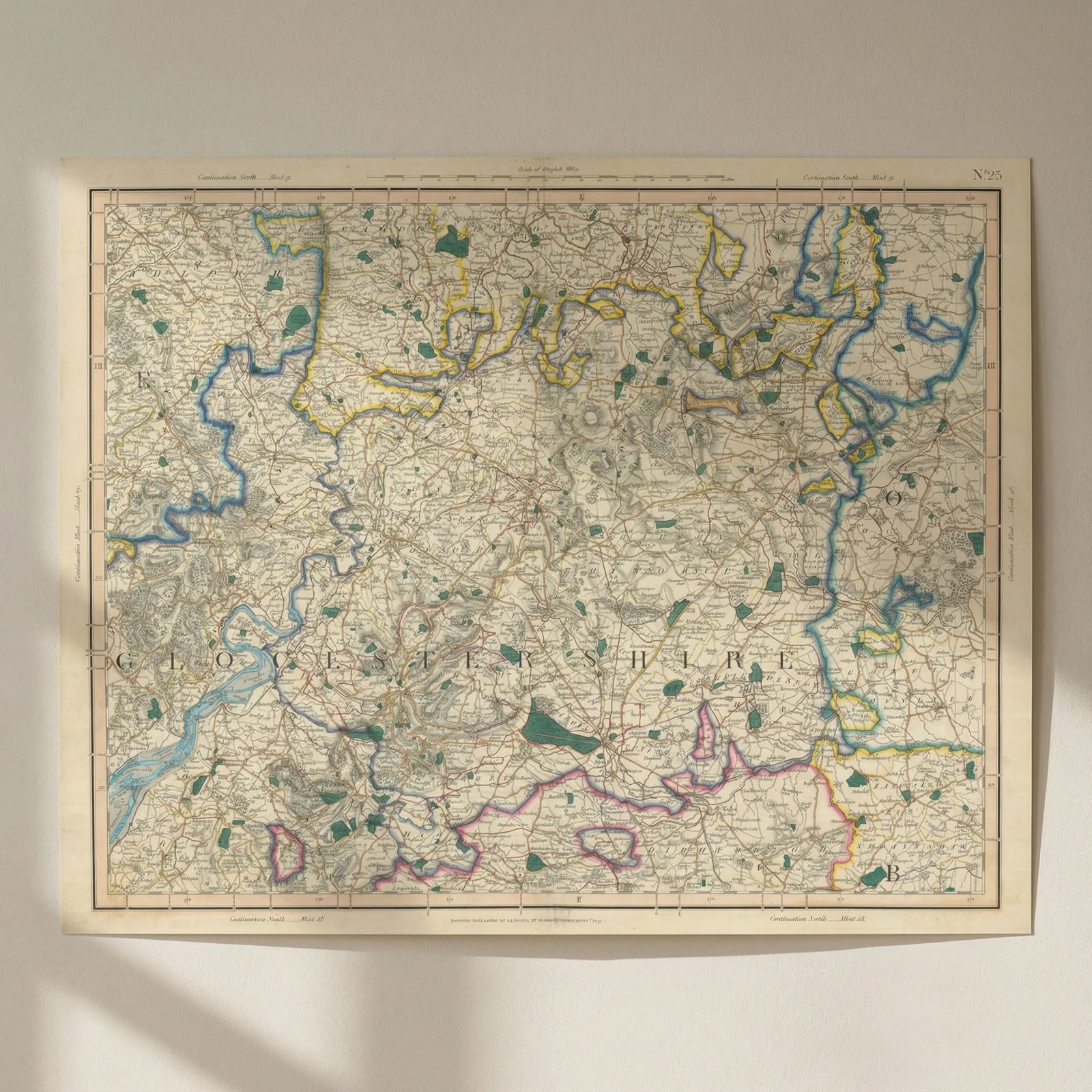 THE COTSWOLDS & SEVERN VALLEY. Gloucestershire & West Oxfordshire. CARY 1832 map: Title: THE COTSWOLDS & SEVERN VALLEY. Gloucestershire & West Oxfordshire. CARY 1832 map Description: [Sheet 25 - The Cotswolds. Parts of Gloucestershire, Herefordshire, Oxfordshire, Berkshire, Wiltshi