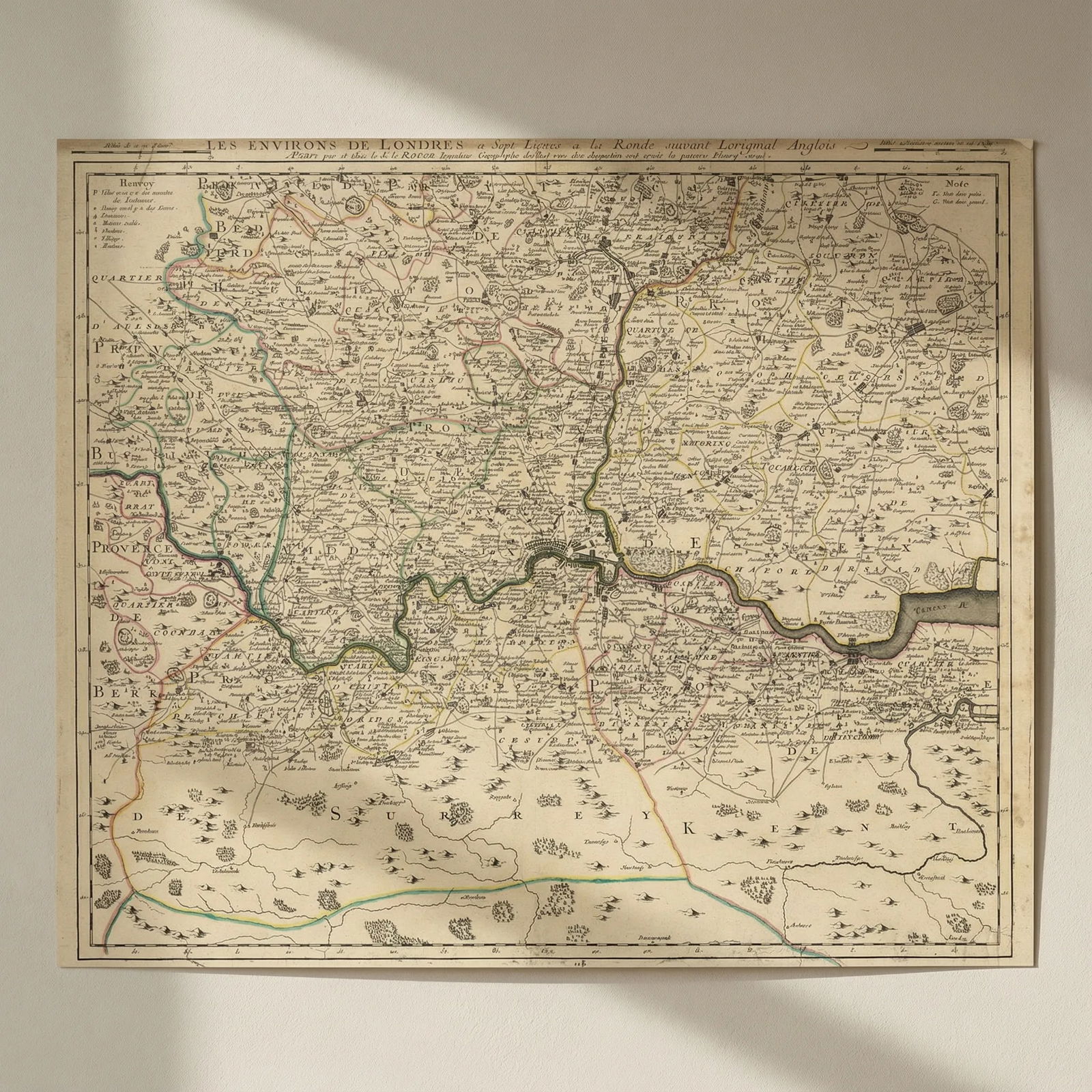 Les Environs de Londres à sept Lieues à la Ronde… London. LE ROUGE 1745 map: Title: Les Environs de Londres à sept Lieues à la Ronde… London. LE ROUGE 1745 map Description: Les Environs de Londres à sept Lieues à la Ronde suivant l'original Anglois'.