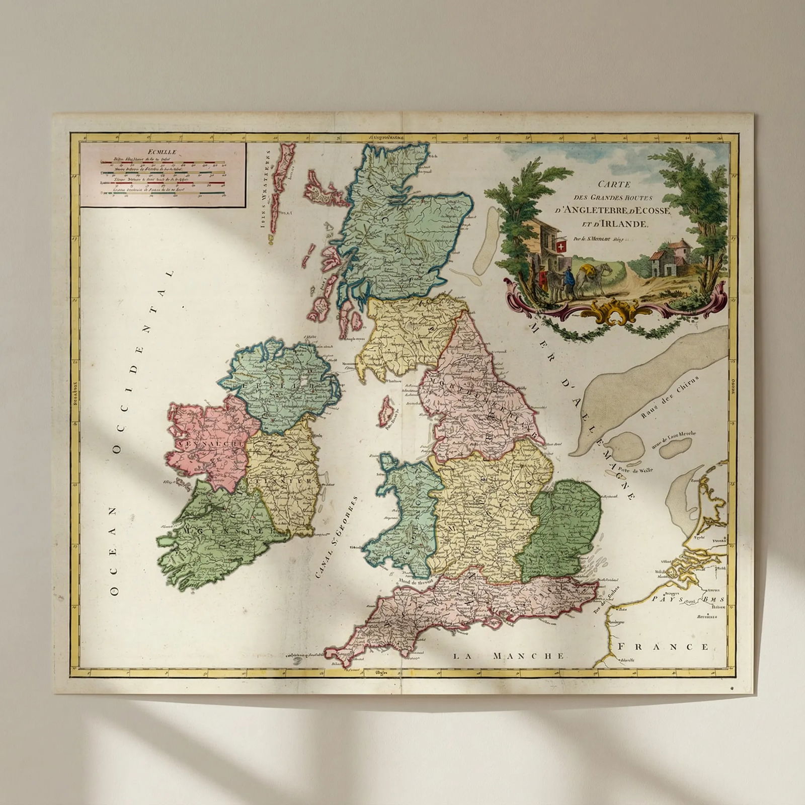 Grandes routes d'Angleterre, d'Ecosse & Irlande. British Isles VAUGONDY 1757 map (1 of 4)