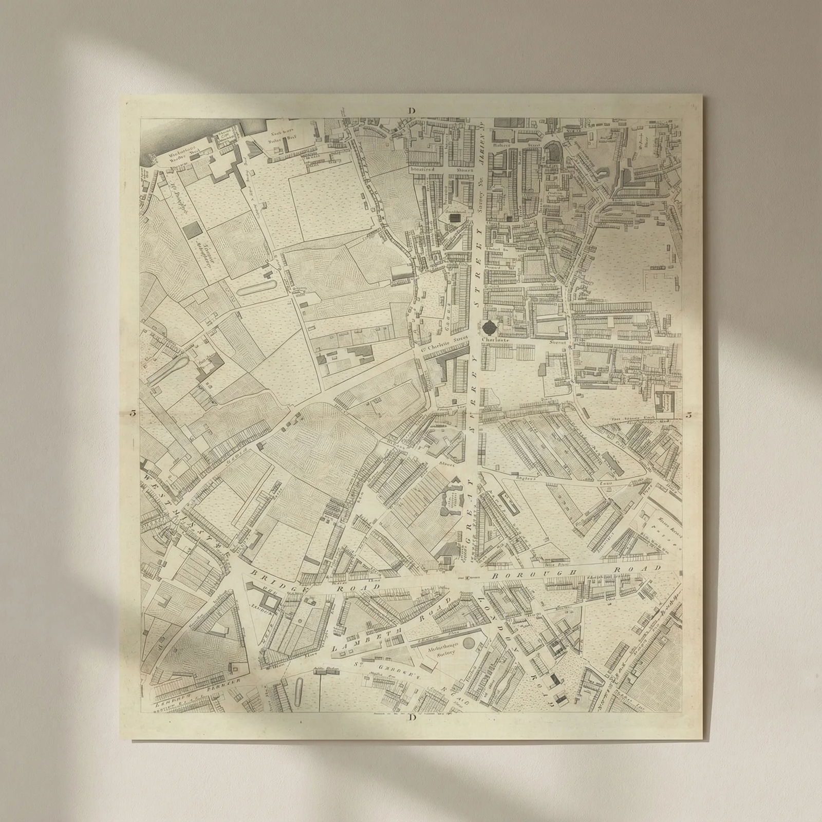 Horwood London D3 Waterloo Southwark South Bank Lambeth 1799 old antique map: Title: Horwood London D3 Waterloo Southwark South Bank Lambeth 1799 old antique map Description: Sheet D3 - Waterloo, Southwark, South Bank, Blackfriar's Road, Westminster Bridge Road, Borough Road, L