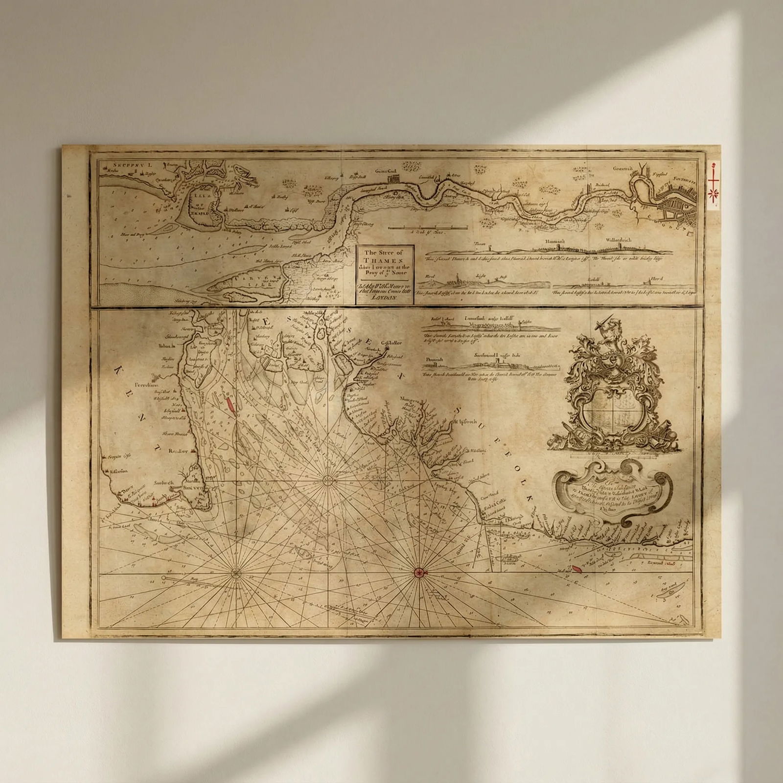 The River of Thames from London to the Buoy of ye Noure. MOUNT & PAGE 1758 map: Title: The River of Thames from London to the Buoy of ye Noure. MOUNT & PAGE 1758 map Description: The River of Thames from London to the Buoy of ye Noure'. Antique folio sea chart of the Thames Estua