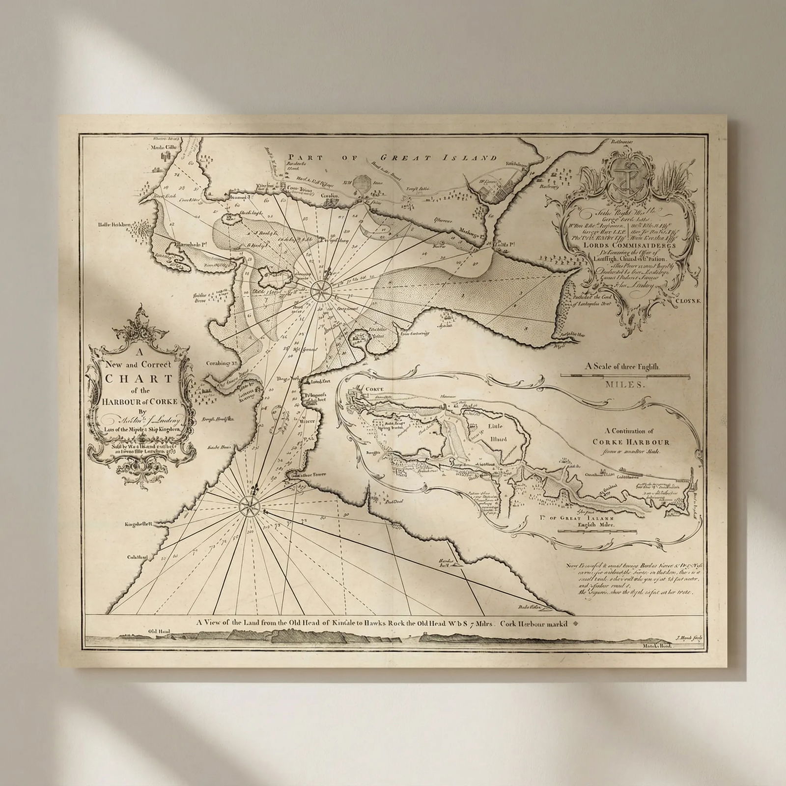 A New and Correct Chart of the Harbour of Corke. MOUNT & PAGE/LINDSAY 1758 map: Title: A New and Correct Chart of the Harbour of Corke. MOUNT & PAGE/LINDSAY 1758 map Description: A New and Correct Chart of the Harbour of Corke by The Revd. J. Lindsay, Late of His Majesty's Ship F