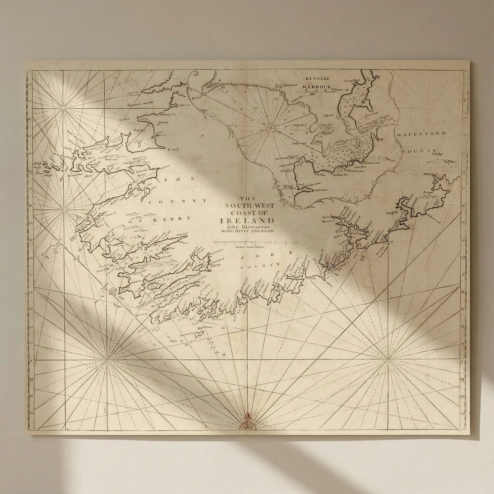 The South-West Coast of Ireland from Dungarvan to… Shannon MOUNT & PAGE 1758 map: Title: The South-West Coast of Ireland from Dungarvan to… Shannon MOUNT & PAGE 1758 map Description: The South-West Coast of Ireland from Dungarvan to the River Shannon'. Antique folio sea chart