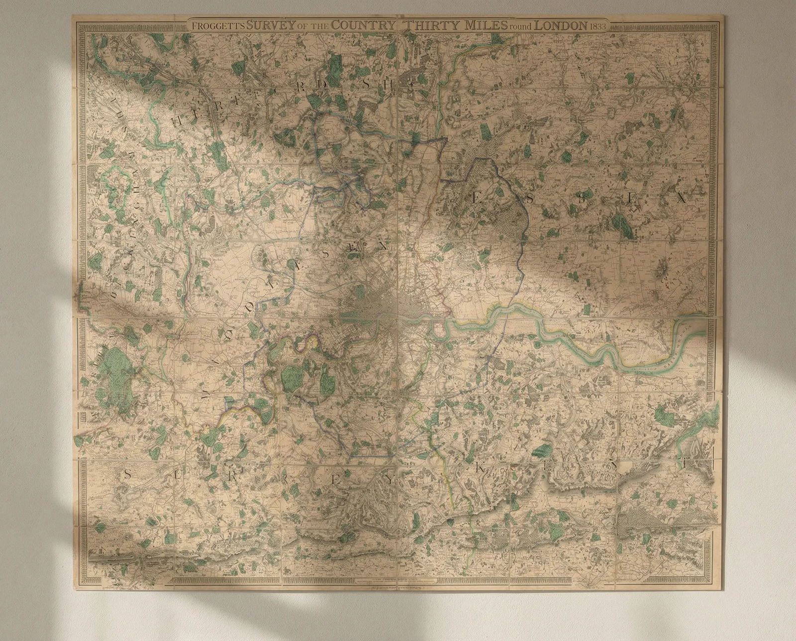 Froggett's Survey of the country thirty miles round London 1833 old map: Title: Froggett's Survey of the country thirty miles round London 1833 old map Description: Froggett's Survey of the country thirty miles round London 1833 [range: Godalming - Tonbridge - Chatham - He