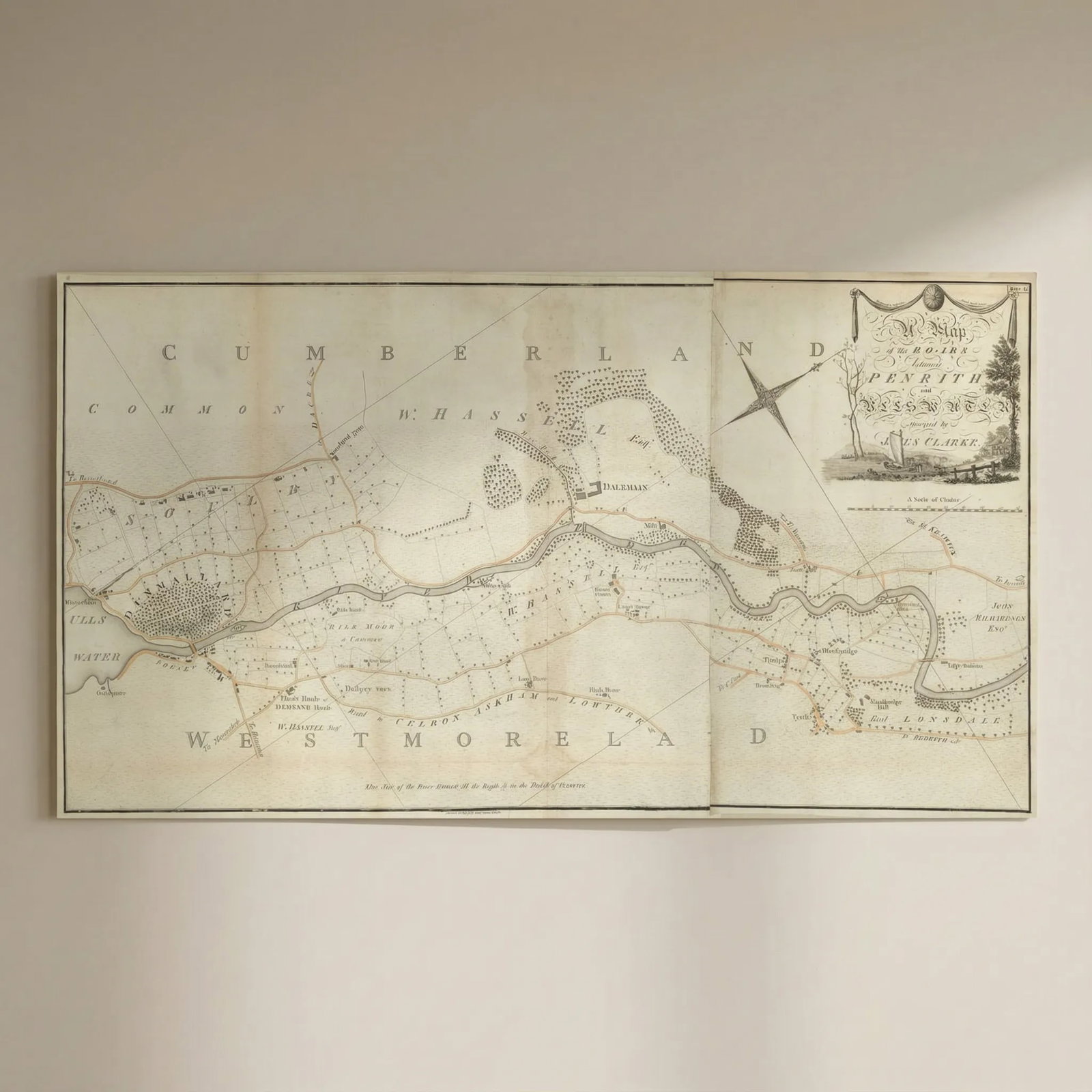 A Map of the Roads between Penrith and Ullswater by James Clarke 1789 old: Title: A Map of the Roads between Penrith and Ullswater by James Clarke 1789 old Description: A Map of the Roads between Penrith and Ullswater'. The River Eamont valley between the north end of Ullswa
