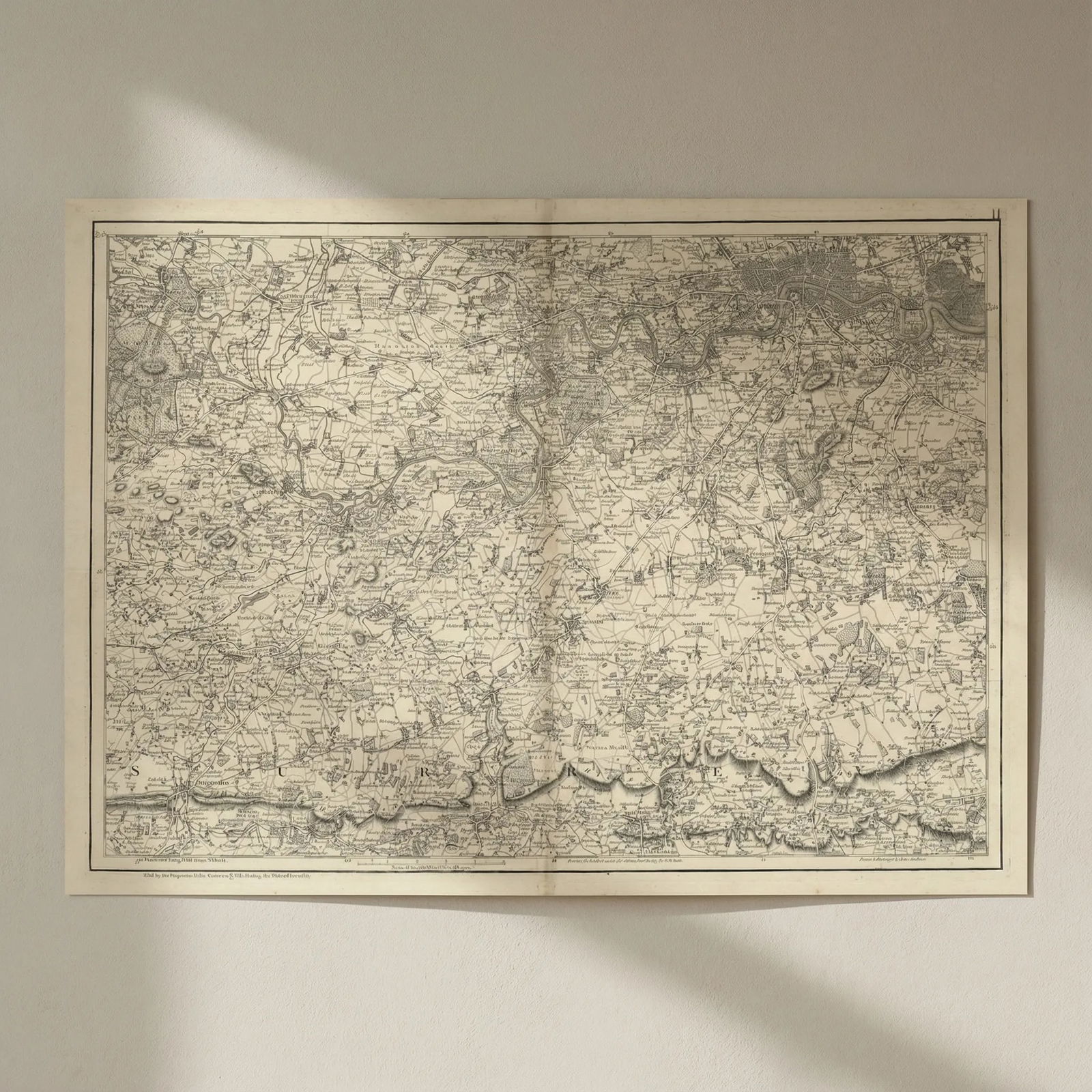 SW London & Thames Valley. Surrey Windsor Guildford #11 Andrews/Dury 1818 map: Title: SW London & Thames Valley. Surrey Windsor Guildford #11 Andrews/Dury 1818 map Description: Plate 11 from 'A Map of the Country Sixty Five Miles Round London' by John Andrews & Andrew Dury,