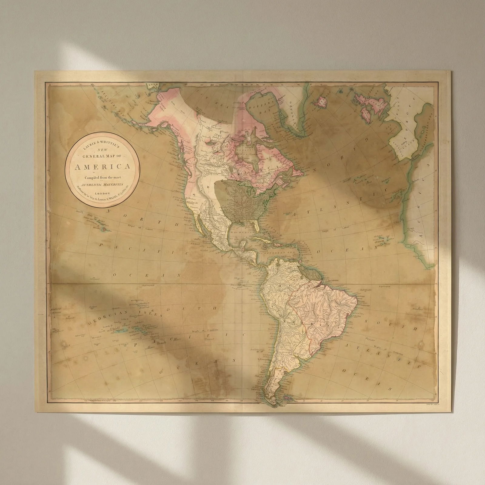 Laurie & Whittle's New General Map of America 1810 old antique plan chart: Title: Laurie & Whittle's New General Map of America 1810 old antique plan chart Description: Laurie & Whittle's New General Map of America compiled from the most authentic materials'. Robert Laur