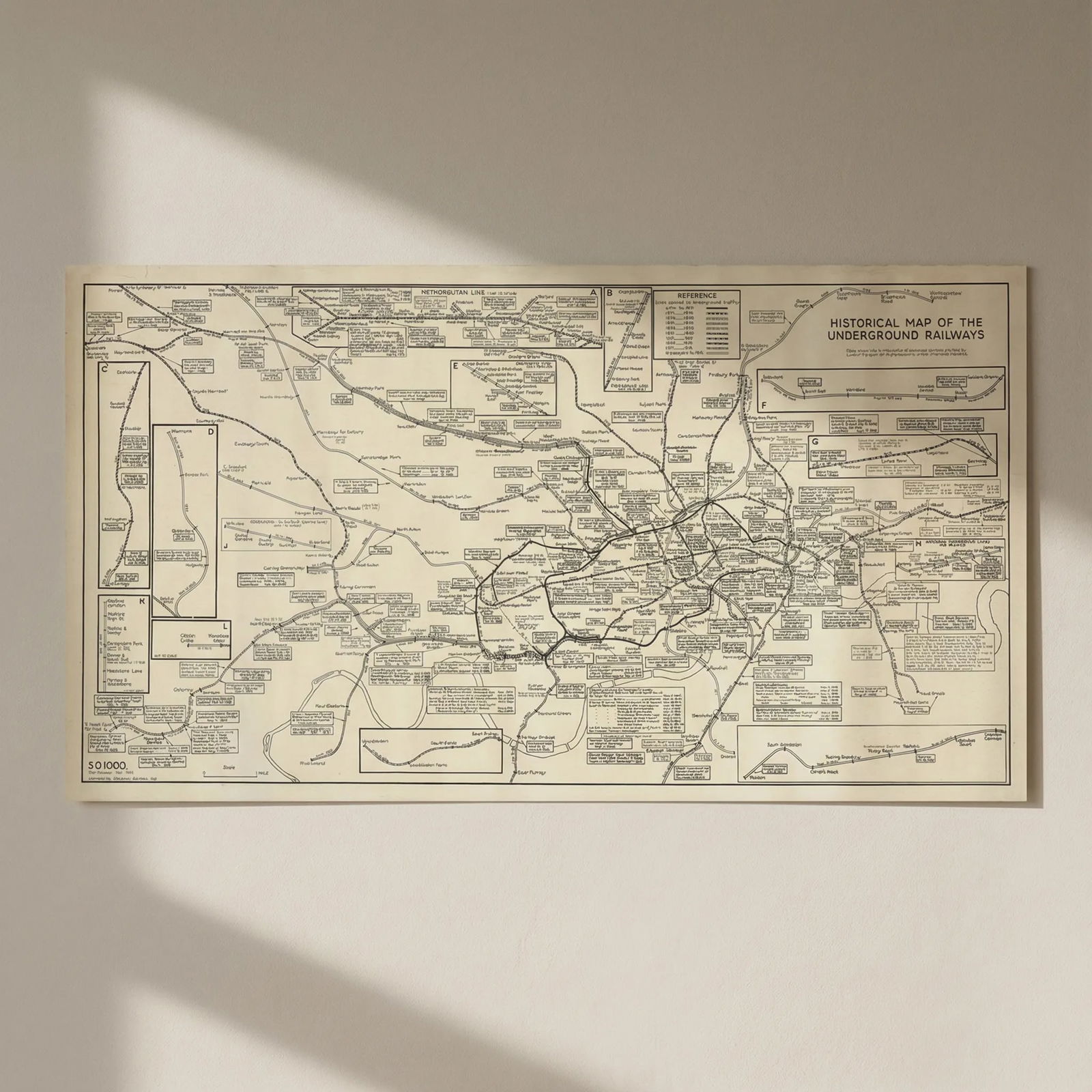 Historical Map of the London Underground Railways. Station opening dates 1975: Title: Historical Map of the London Underground Railways. Station opening dates 1975 Description: Historical Map of the Underground Railways'. Commercial Drawing Section [assumed to be London Transpor