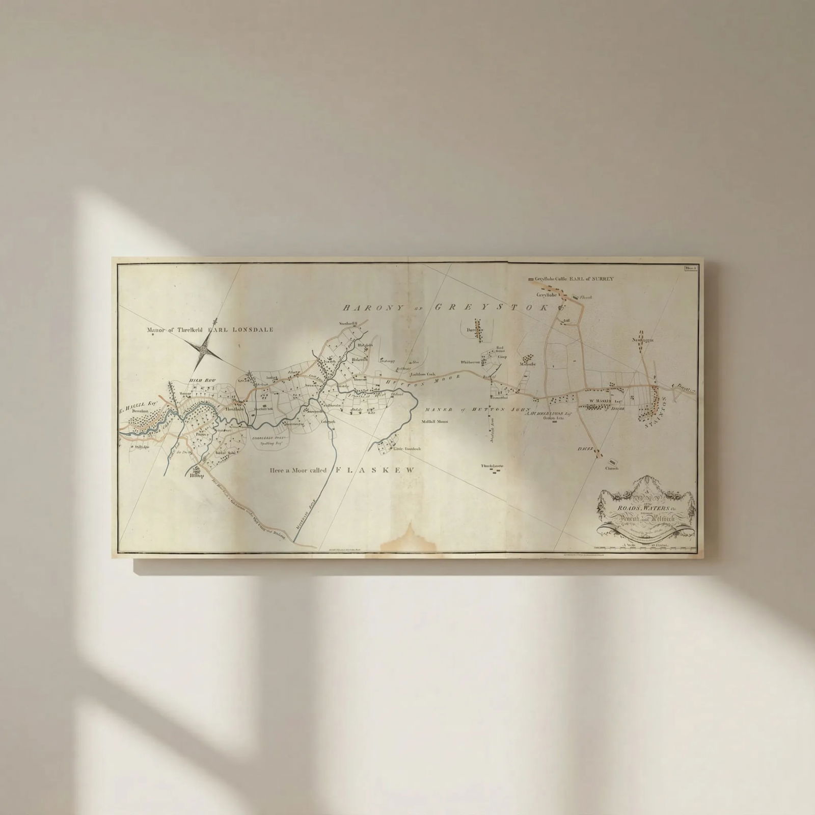 A map of the Roads, Waters, &c. between Penrith and Keswick by James Clarke 1789: Title: A map of the Roads, Waters, &c. between Penrith and Keswick by James Clarke 1789 Description: A map of the Roads, Waters, etc., between Penrith and Keswick'. A map of the road from Penrith to K
