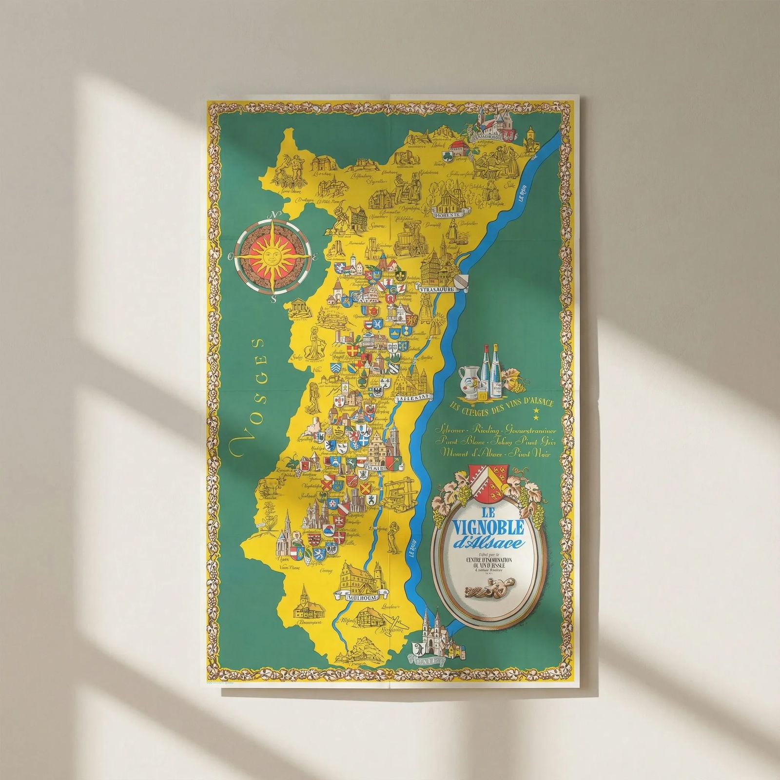 Le Vignoble d'Alsace. Alsace wine region map by Willy Fischer 1950 old: Title: Le Vignoble d'Alsace. Alsace wine region map by Willy Fischer 1950 old Description: Le Vignoble d'Alsace - Les Cépages des Vins d'Alsace - Sylvaner, Riesling, Gewurztraminer, Pinot Blanc,