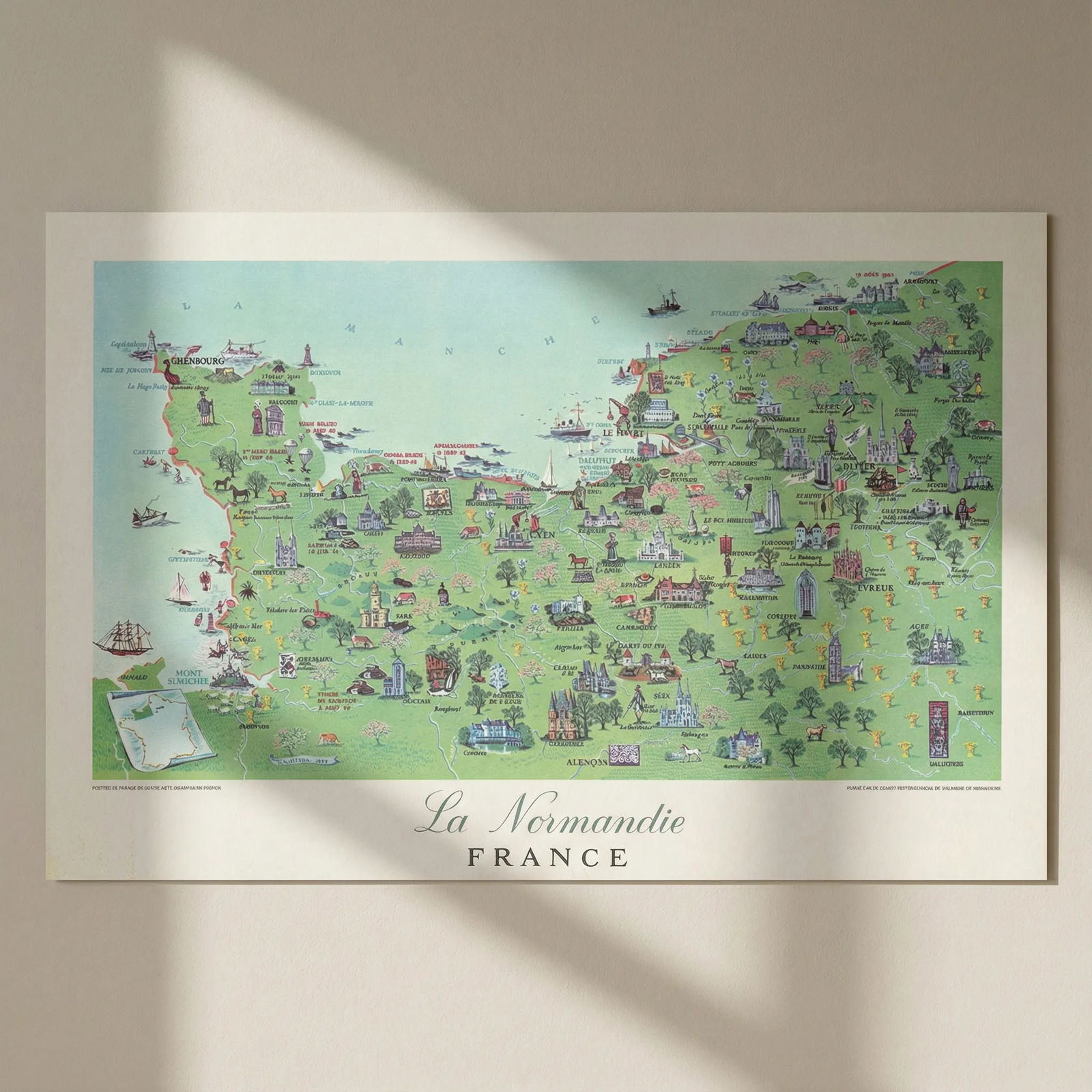 La Normandie pictorial map by Rémy Hétreau. Normandy D-Day/Overlord battles 1955: Title: La Normandie pictorial map by Rémy Hétreau. Normandy D-Day/Overlord battles 1955 Description: La Normandie - France'. This 1955 pictorial map of Normandy by Remy Hétreau, commiss