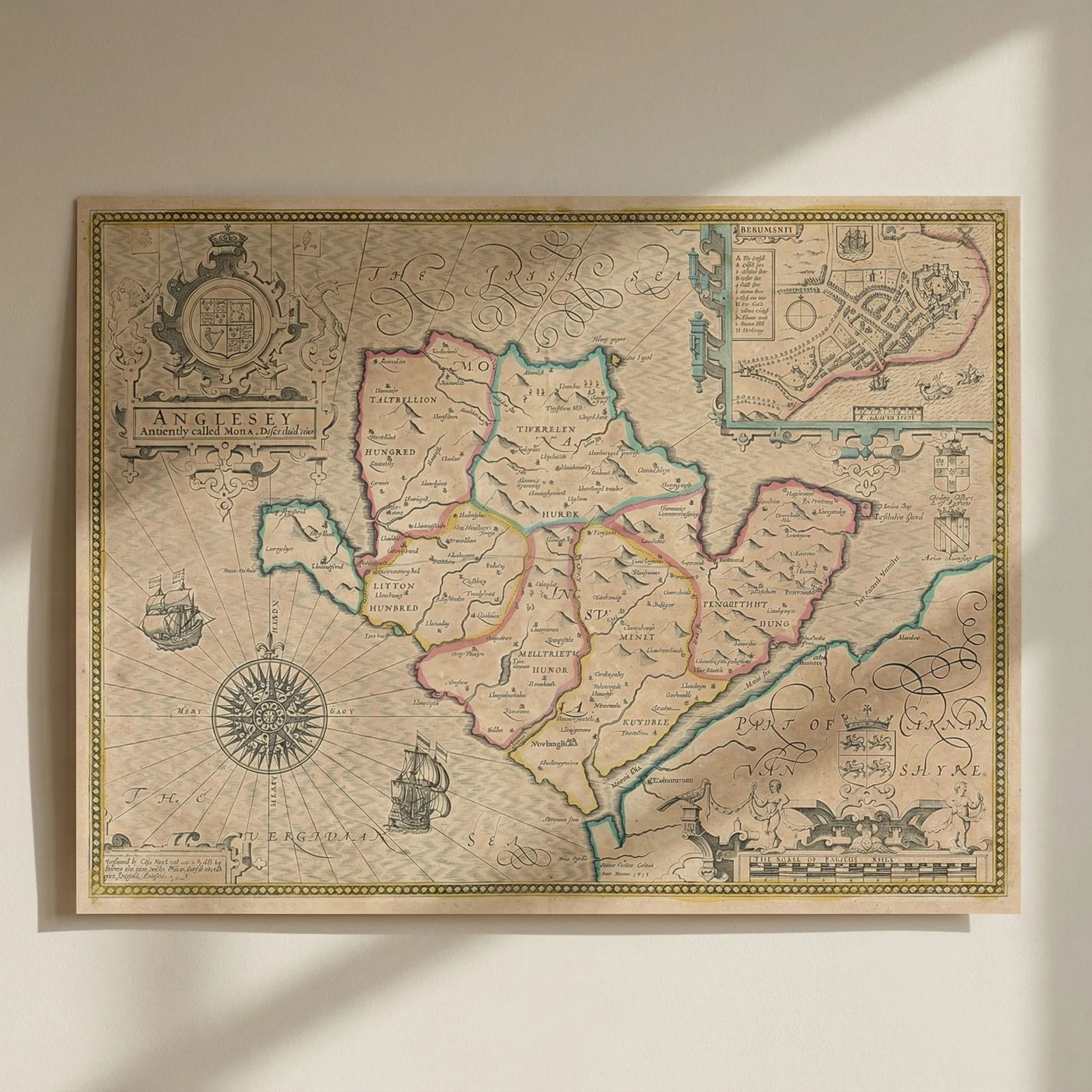 Anglesey antiently called Mona. by John Speed. Henry Overton edition c1713 map: Title: Anglesey antiently called Mona. by John Speed. Henry Overton edition c1713 map Description: Anglesey Antiently called Mona described 1610'. The map includes an inset plan of Beaumaris . Perform