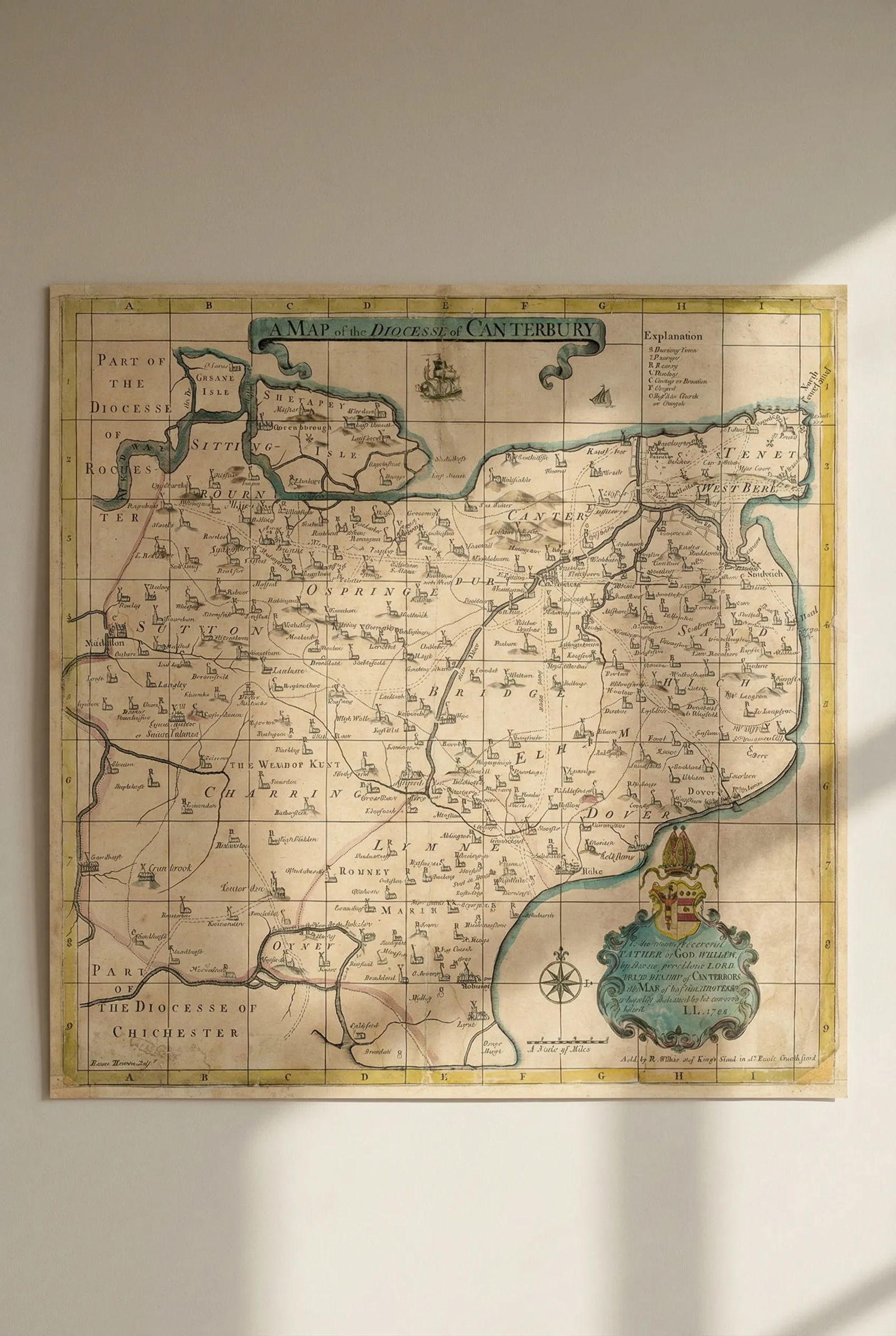 A Map of the Diocesse of Canterbury by Emanuel Bowen. Very rare 1725 old: Title: A Map of the Diocesse of Canterbury by Emanuel Bowen. Very rare 1725 old Description: A Map of the Diocesse of Canterbury [Dedication] To the most Reverend Father in God, William by divine prov