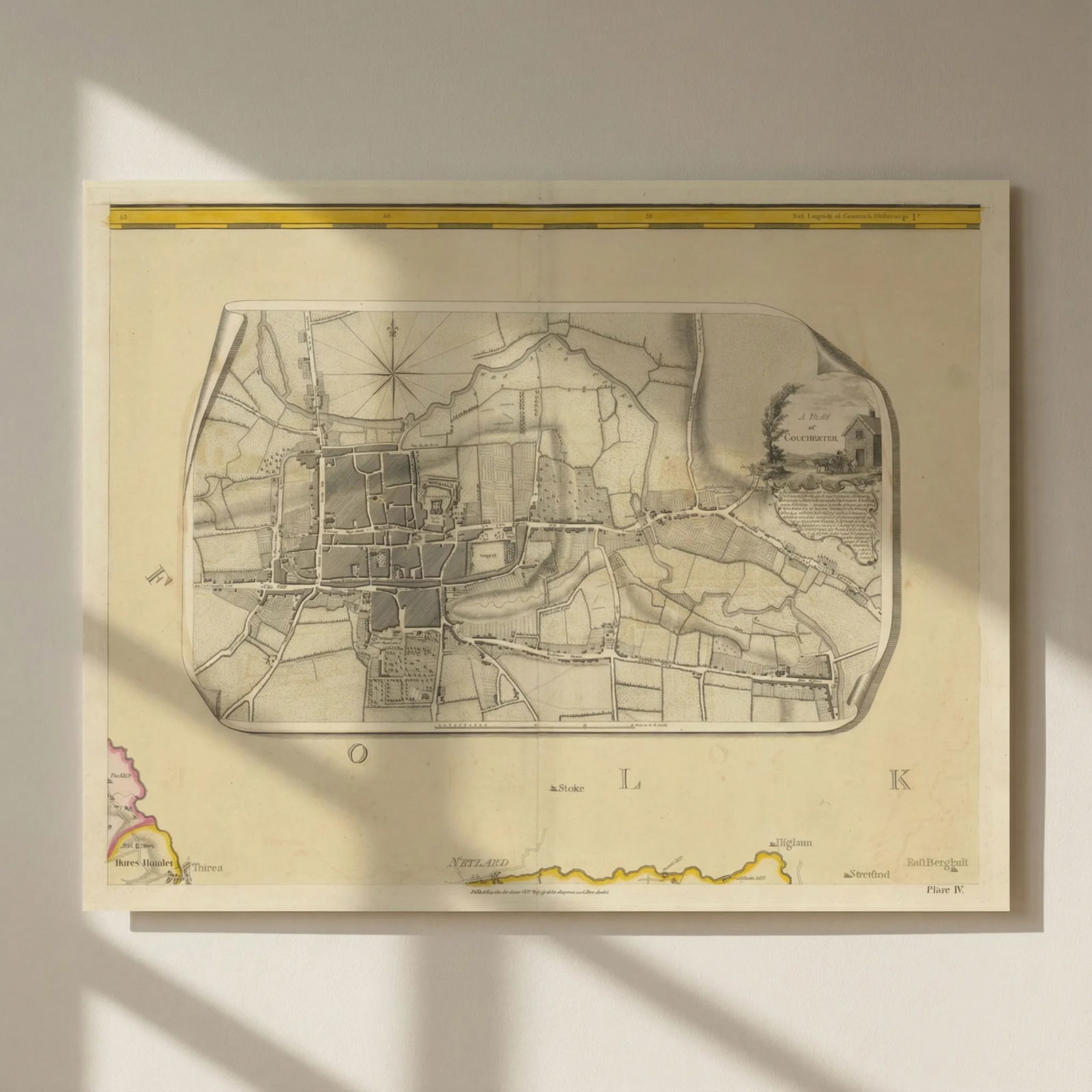 A Plan of Colchester by John Chapman & Peter André. Essex Plate #4 1777 map: Title: A Plan of Colchester by John Chapman & Peter André. Essex Plate #4 1777 map Description: A Plan of Colchester' - Plate IV [Colchester, Bures Hamlet, Nayland, East Bergholt, Stoke by Naylan