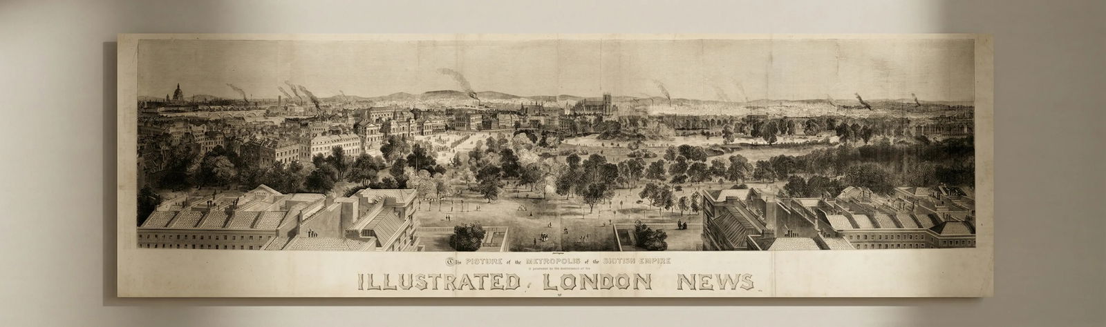 Panorama of London in 1842 from the Duke of York's Column - South view. ILN 1843: Title: Panorama of London in 1842 from the Duke of York's Column - South view. ILN 1843 Description: [London in 1842 - taken from the summit of the Duke of York's Column] South view - This Picture of
