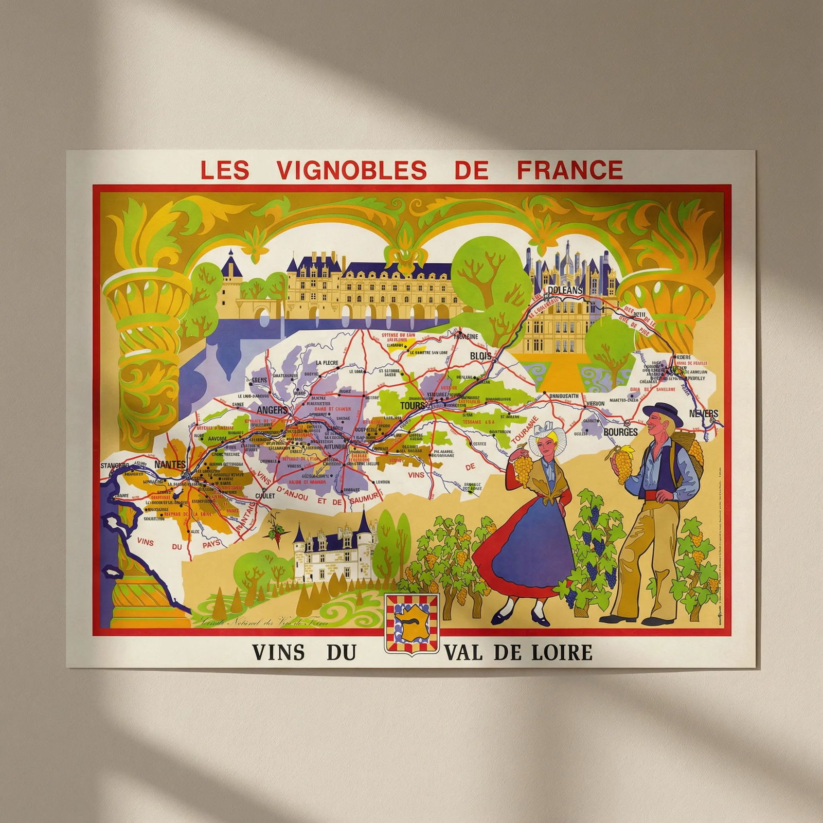 LOIRE WINE MAP Vignobles de France. Vins du Val de Loire. SOPEXA/CNVF 1971: Title: LOIRE WINE MAP Vignobles de France. Vins du Val de Loire. SOPEXA/CNVF 1971 Description: Les Vignobles de France - Vins du Val de Loire'. Comité National des Vins de France/Sopexa/F. Le Gal