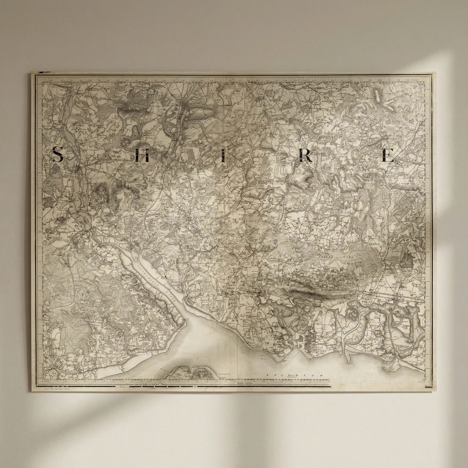 Hampshire south. Winchester Southampton. OS sheet map 63x79cm. MUDGE 1882: Title: Hampshire south. Winchester Southampton. OS sheet map 63x79cm. MUDGE 1882 Description: [Sheet 11 - Hampshire]. Large detailed map of the area around Portsmouth and Southampton, reaching north t