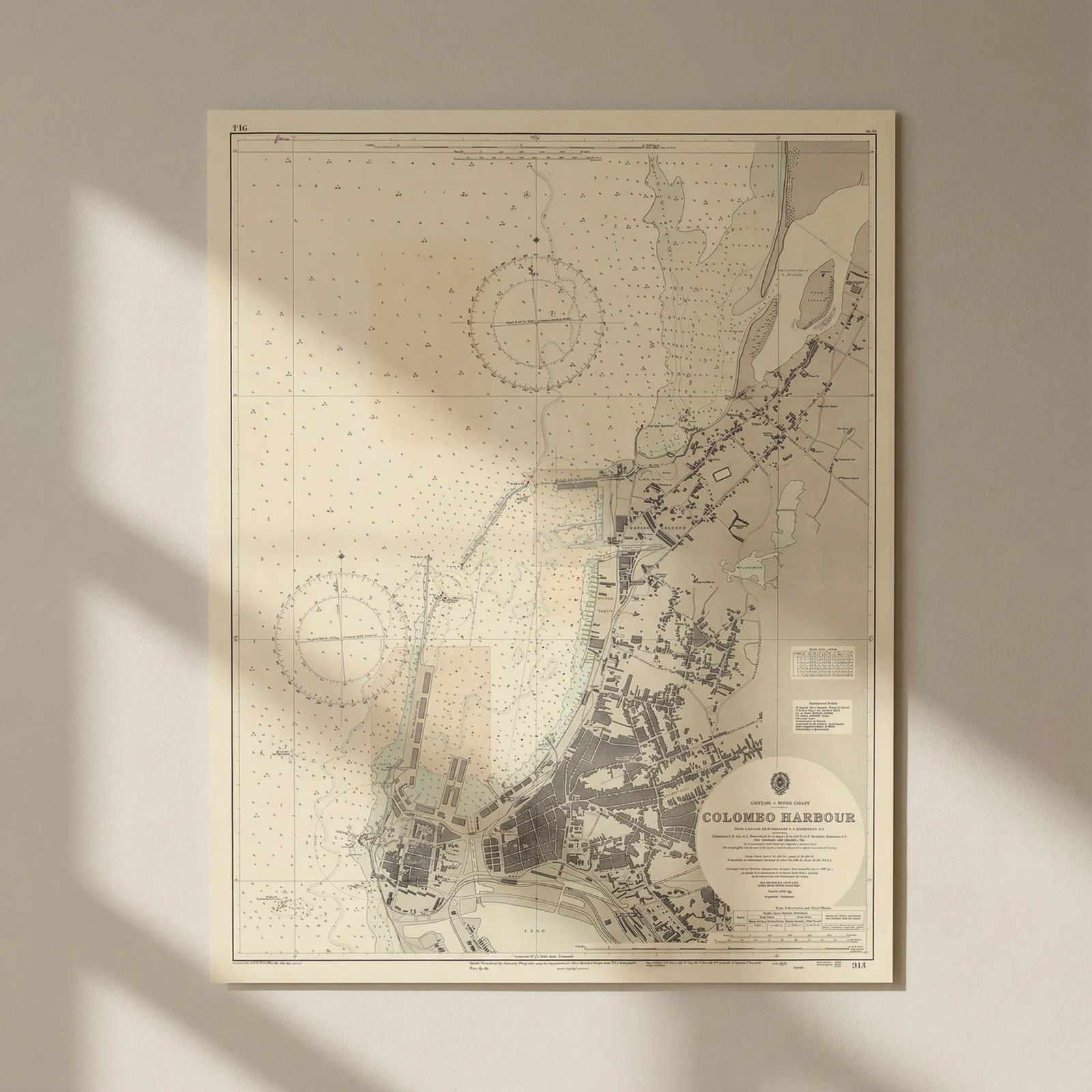Colombo Harbour, Ceylon Sri Lanka. ADMIRALTY sea chart city plan 1907 (1956) map: Title: Colombo Harbour, Ceylon Sri Lanka. ADMIRALTY sea chart city plan 1907 (1956) map Description: Ceylon - West Coast - Colombo Harbour'. From a survey by Commander B.T. Somerville, R.N., assisted