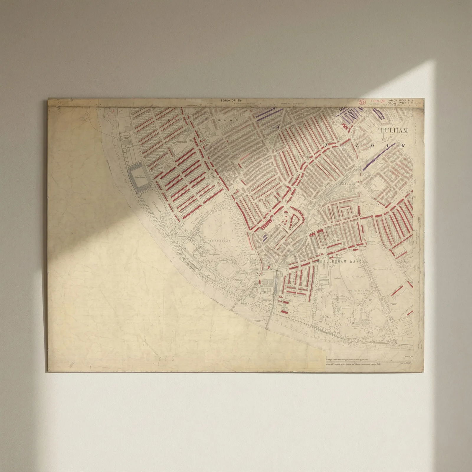 LSE POVERTY OS PROOF MAP Hurlingham - Fulham - Munster - Parsons Green 1928: Title: LSE POVERTY OS PROOF MAP Hurlingham - Fulham - Munster - Parsons Green 1928 Description: [Ordnance Survey] Edition of 1916 - London Sheet VIII. 7. Surrey Sheet II. 14 (Part of). Hurlingham - Fu