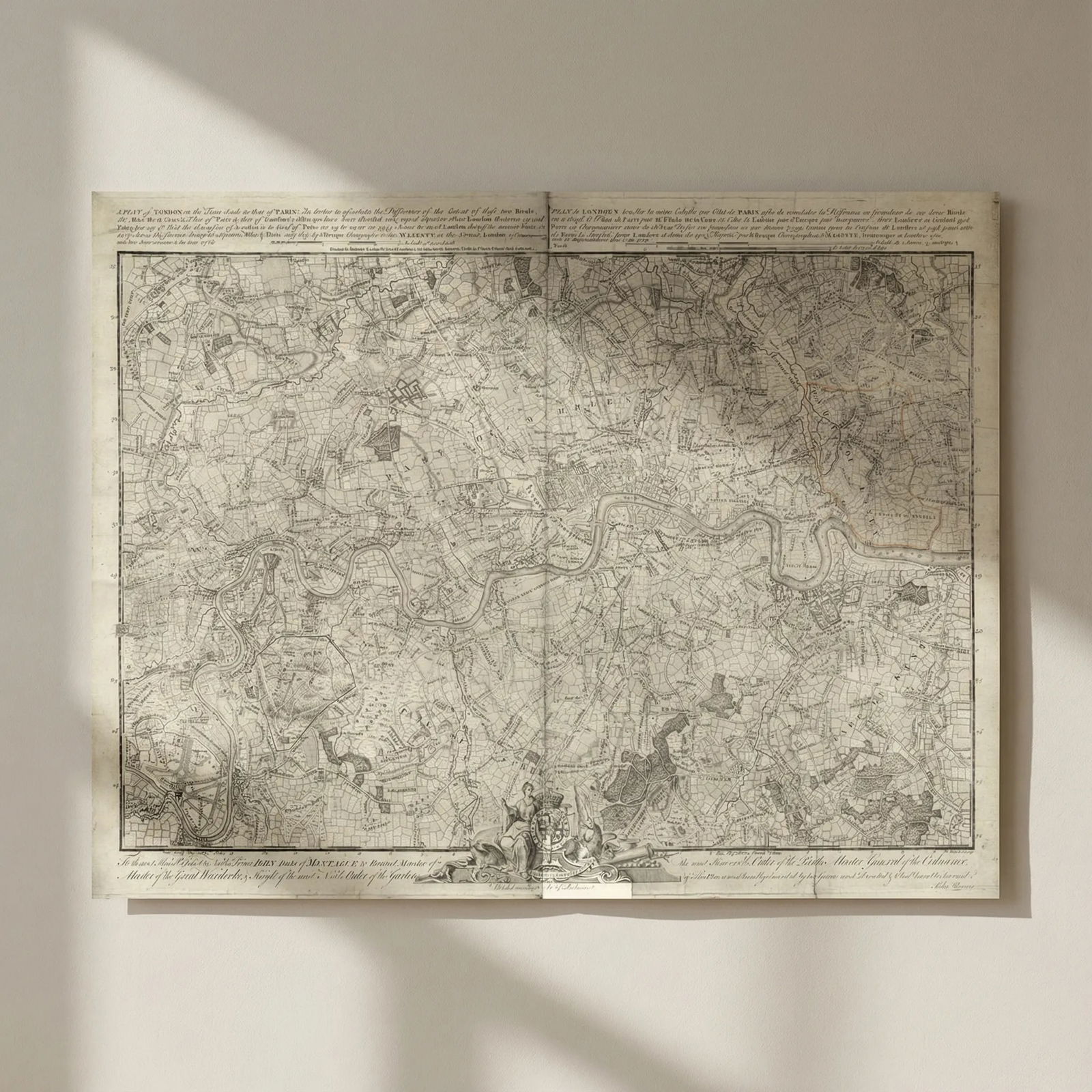 A Plan of London on the same scale as that of Paris.. by John Rocque 1769 map: Title: "A Plan of London on the same scale as that of Paris.." by John Rocque 1769 map Description: A Plan of London on the same scale as that of Paris'. John Rocque, engraved by Richard Parr. Publish