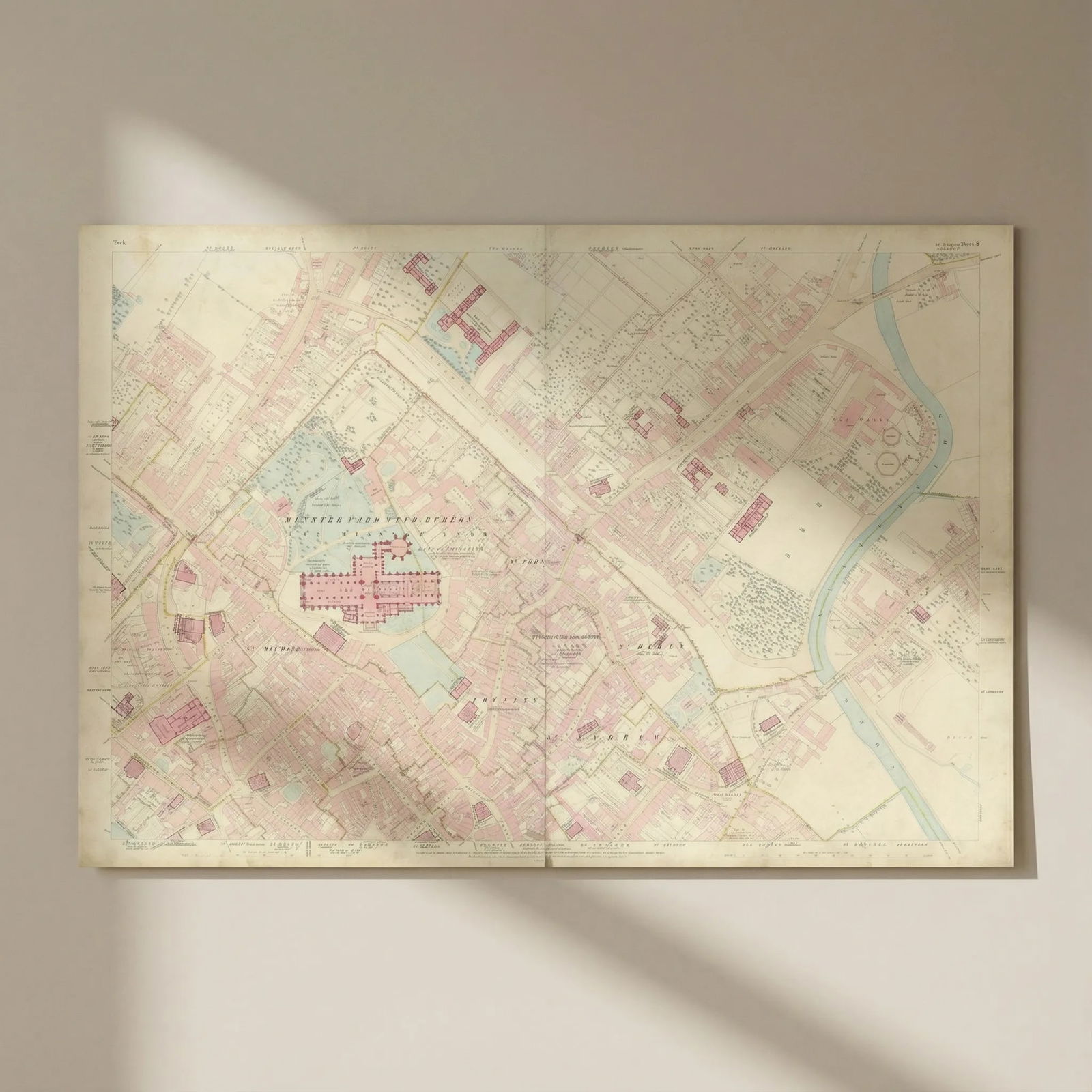 City of York #9 Minster & Medieval centre. Aldwark Monkgate Hungate. OS 1852 map: Title: City of York #9 Minster & Medieval centre. Aldwark Monkgate Hungate. OS 1852 map Description: City of York - Sheet 9 - [York Minster Precinct - Southam Bar - Monk Bar - The Medieval Streets - S