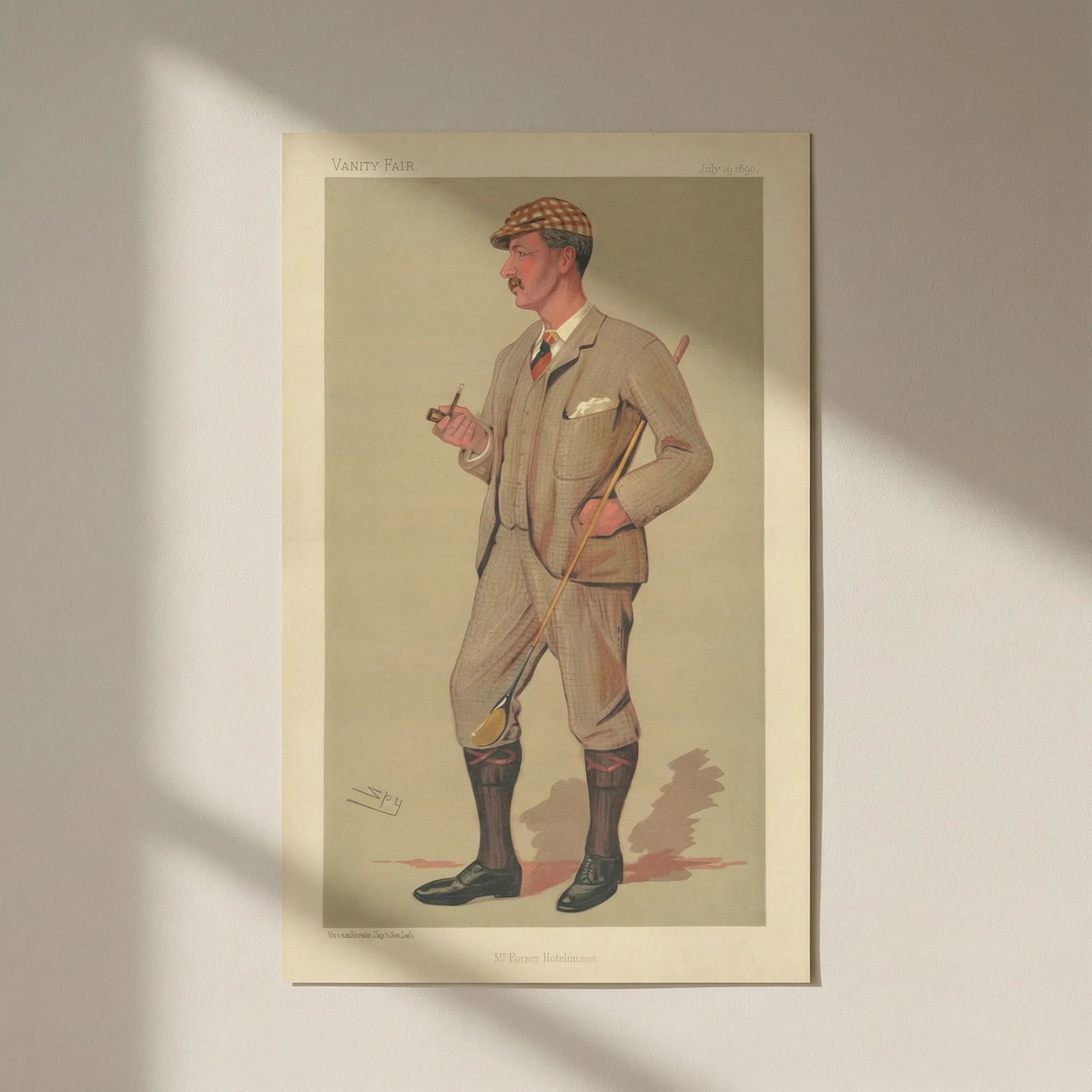 VANITY FAIR SPY CARTOON Mr Horace Gordon Hutchinson. Golfers 1890 old print: Title: VANITY FAIR SPY CARTOON Mr Horace Gordon Hutchinson. Golfers 1890 old print Description: Mr Horace Hutchinson [Mr Horace Gordon Hutchinson]. HUTCHINSON Mr Horace G. Wearing plus-fours. Holding