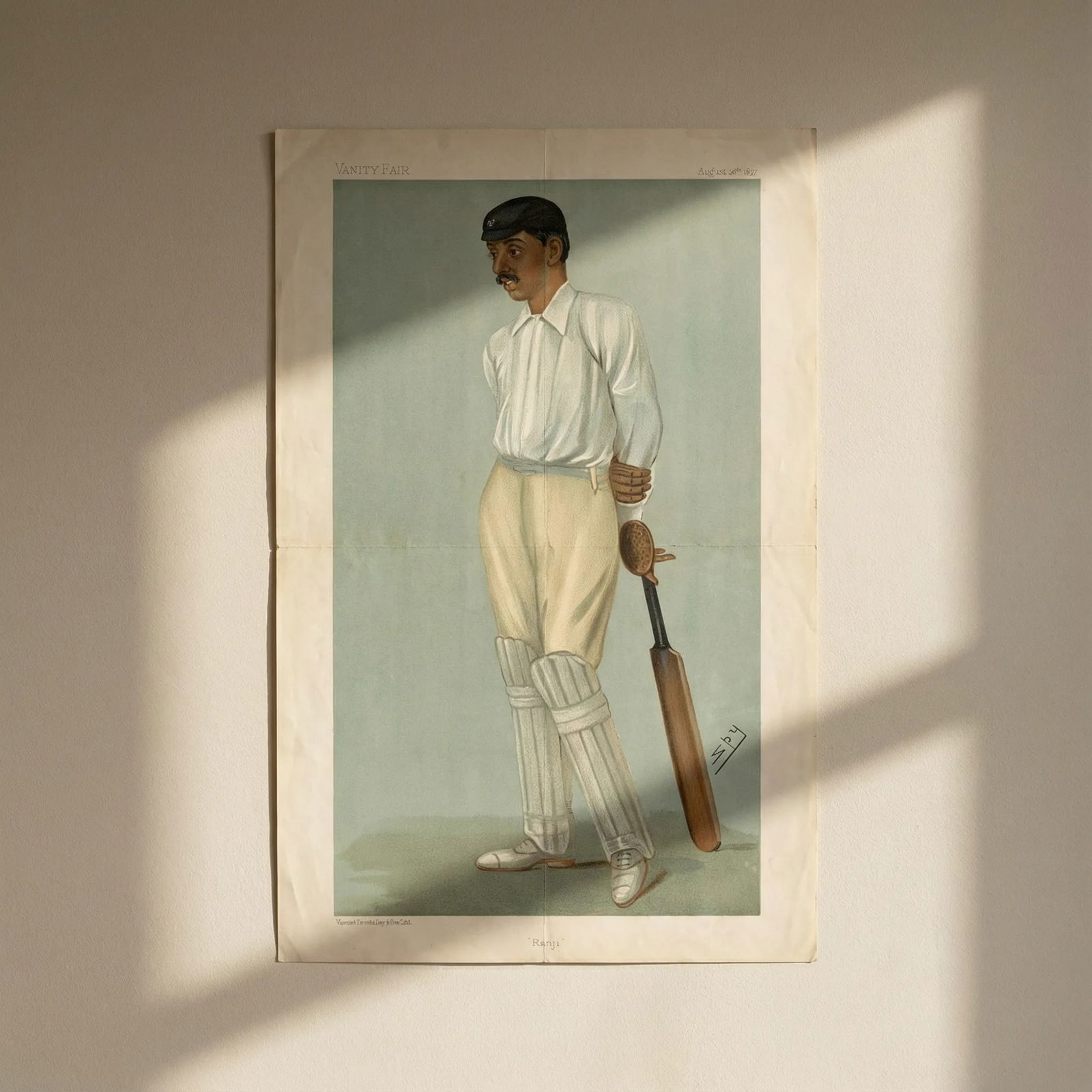 VANITY FAIR SPY CARTOON K.S. Ranjitsinhji 'Ranji' Indian Cricket. Batsman 1897: Title: VANITY FAIR SPY CARTOON K.S. Ranjitsinhji 'Ranji' Indian Cricket. Batsman 1897 Description: Ranji [K.S. Ranjitsinhji, Colonel H. H. Shri Sir Ranjitsinhji Vibhaji II, Jam Saheb of Nawanagar]. RA