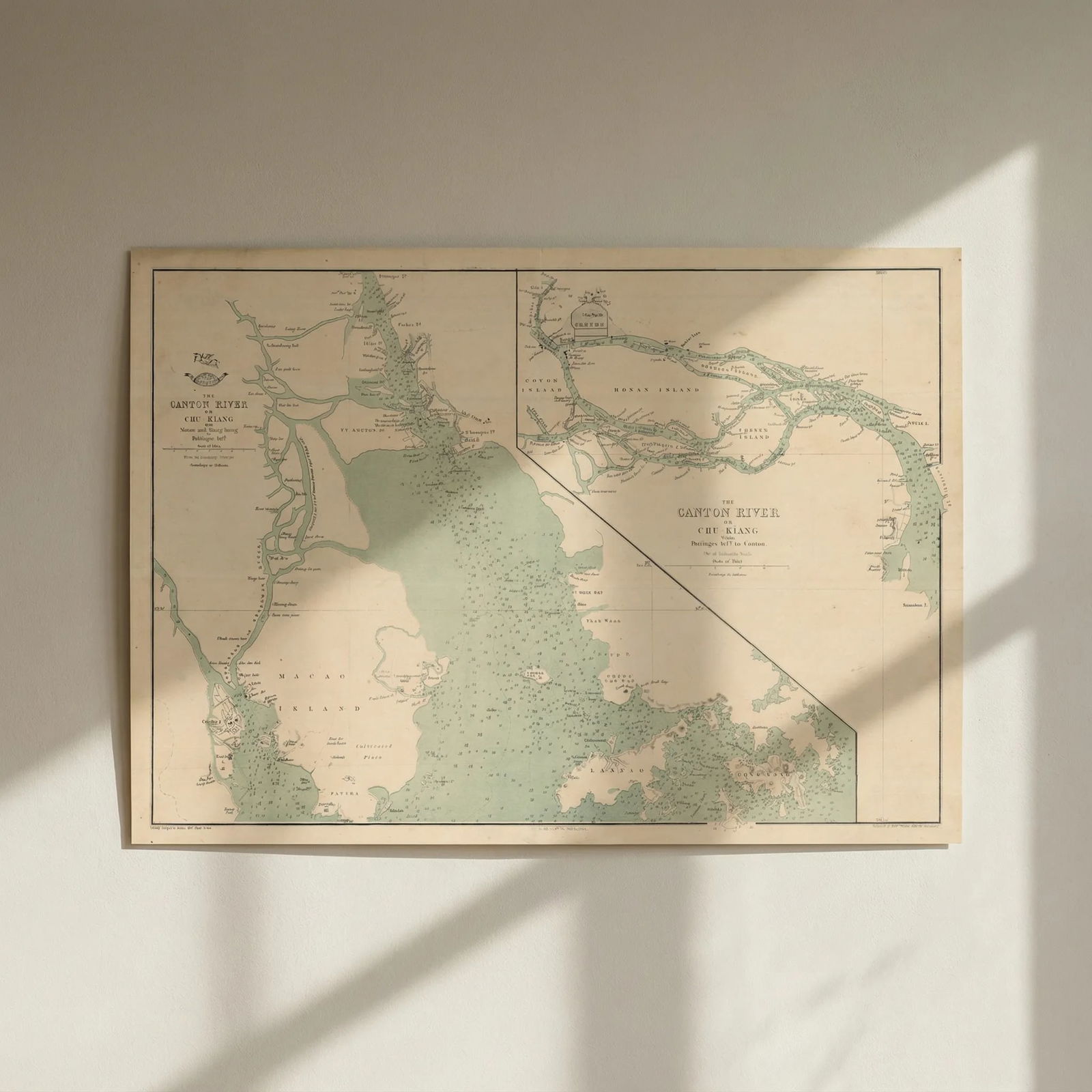 The Canton River or Chu-Kiang from Macao and Hong Kong… WELLER 1863 old map: Title: The Canton River or Chu-Kiang from Macao and Hong Kong… WELLER 1863 old map Description: The Canton River or Chu-Kiang from Macao and Hong Kong to Pottinger Island // …from Pottinge